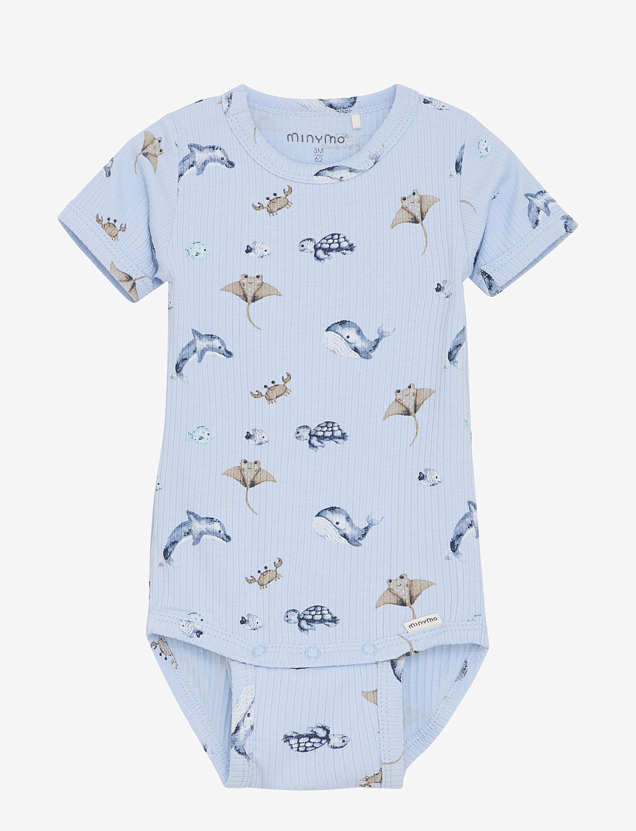 Minymo - Body SS AOP Rib - short-sleeved bodies - skyway - 1