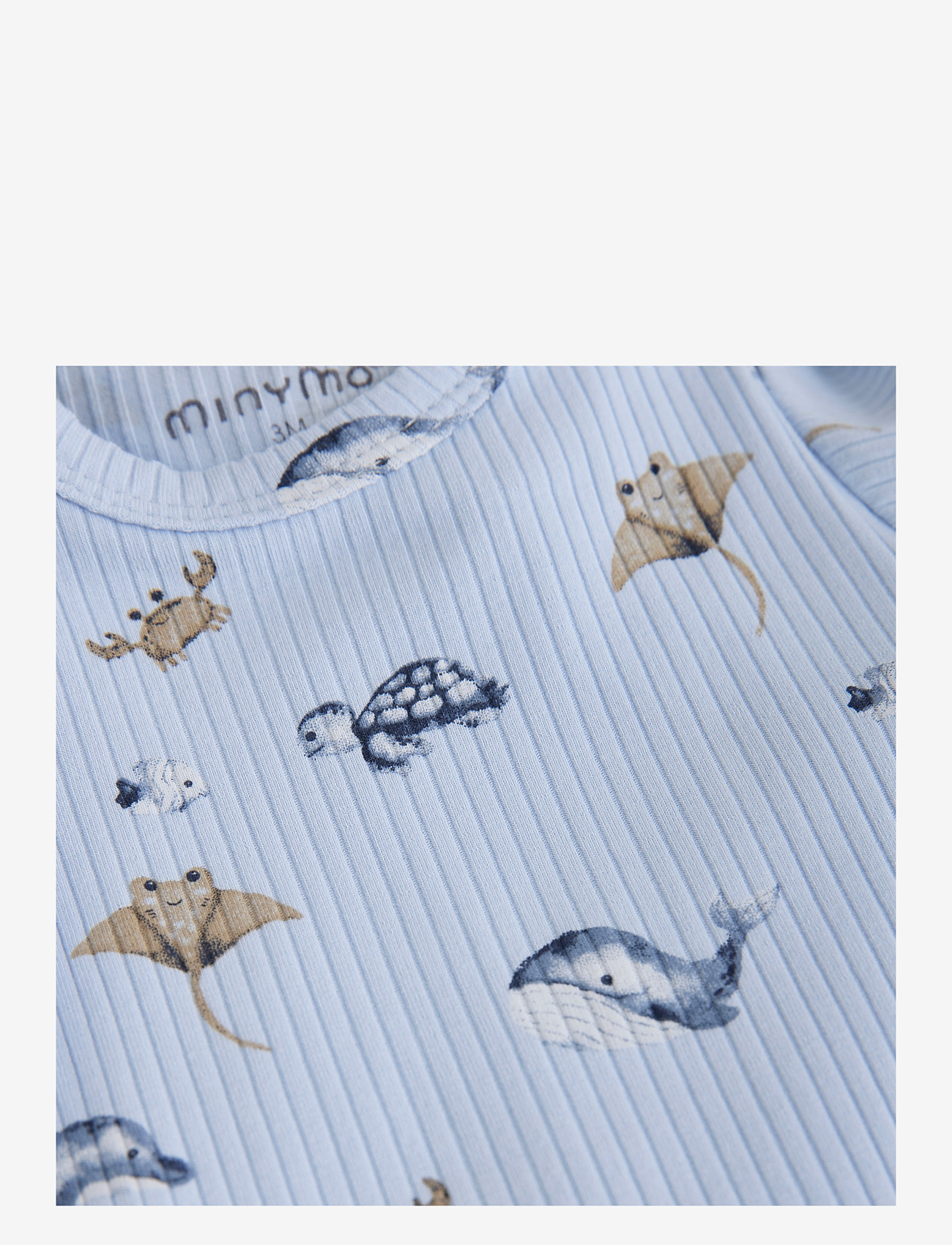 Minymo - Body SS AOP Rib - short-sleeved bodies - skyway - 3