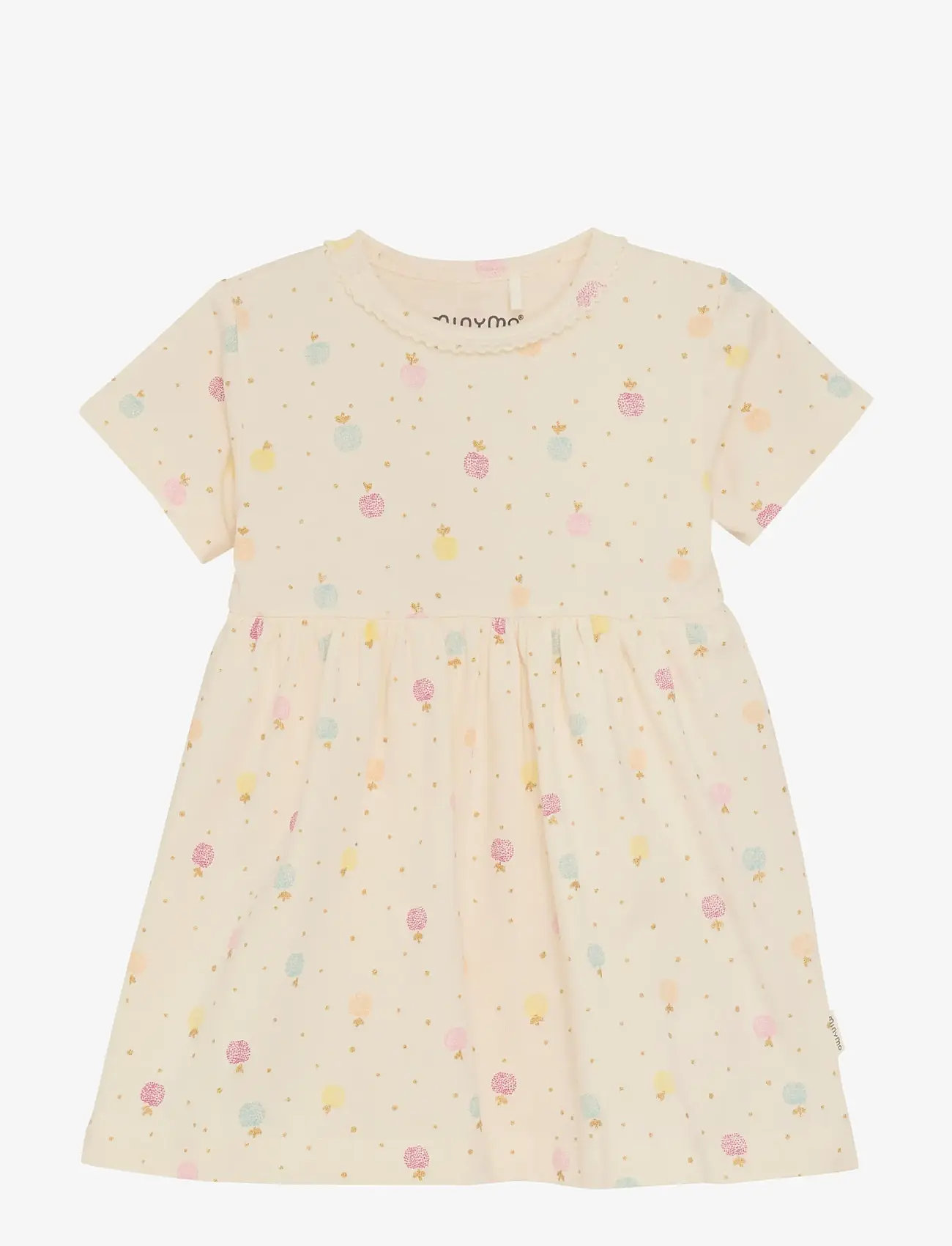 Minymo - Dress SS AOP - kortærmede hverdagskjoler - white swan - 0