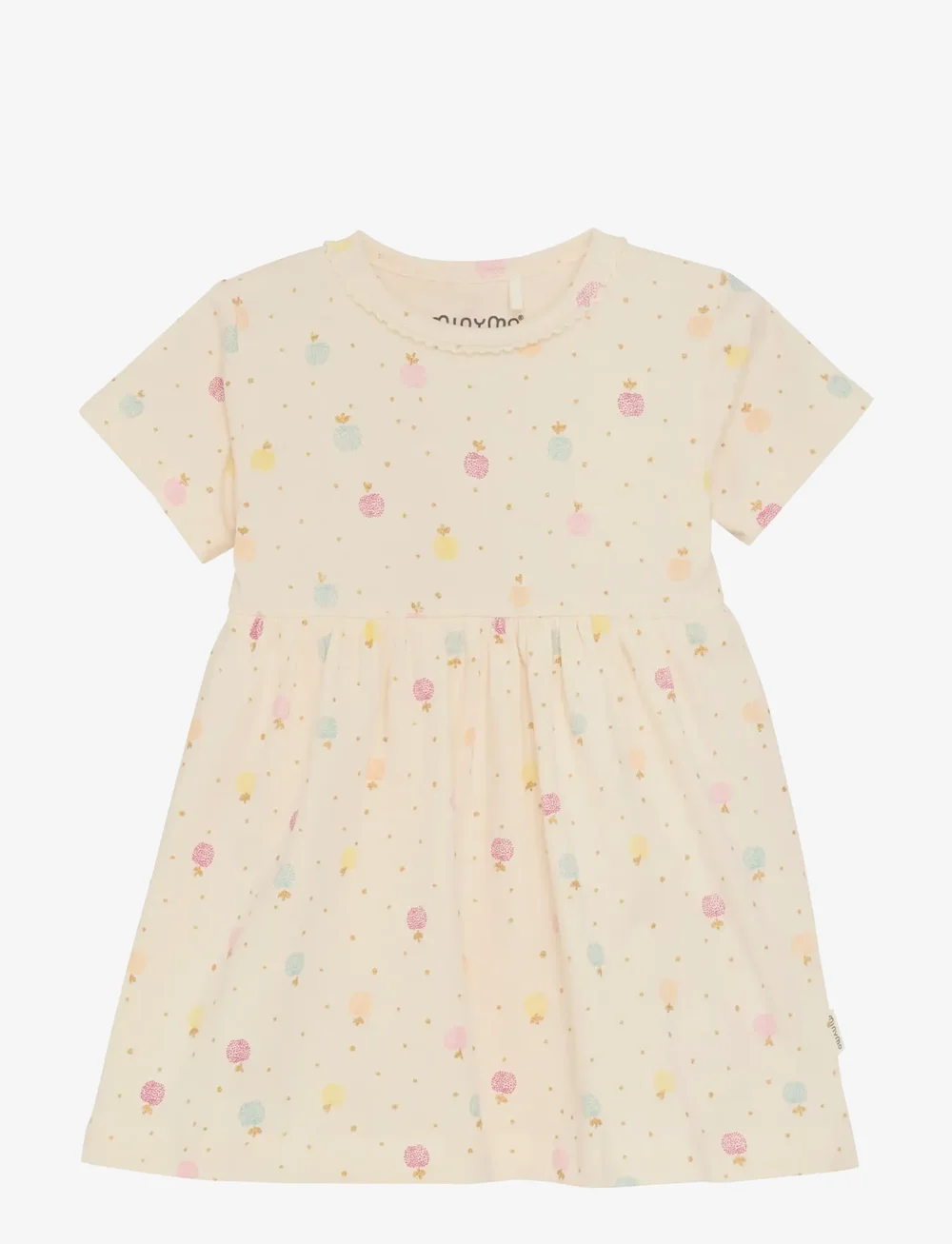 Minymo - Dress SS AOP - kortärmade babyklänningar - white swan - 0