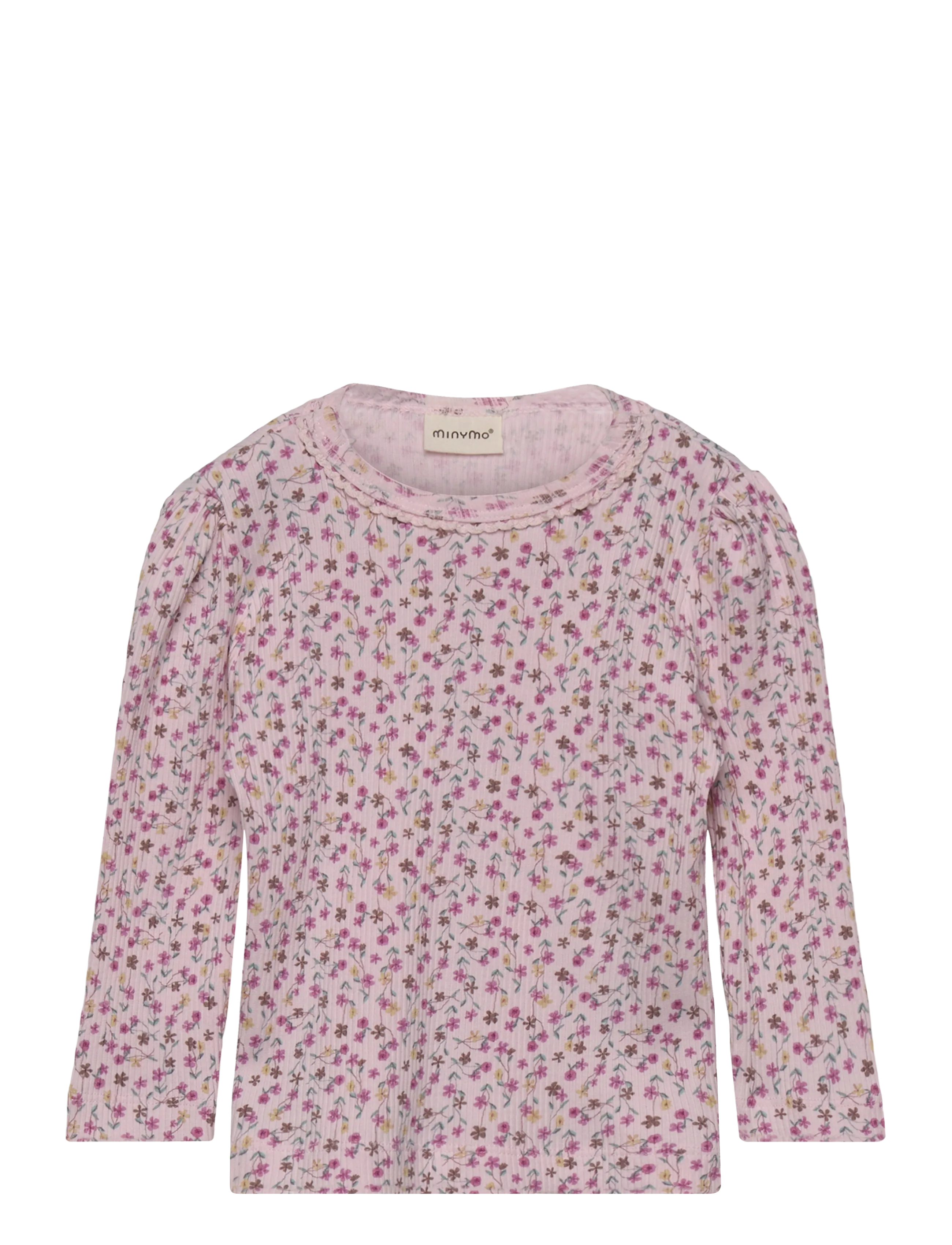 Minymo T-Shirt Ls Aop Rib, 56, Pink, T-Shirts > Langærmede T-shirts, Børn