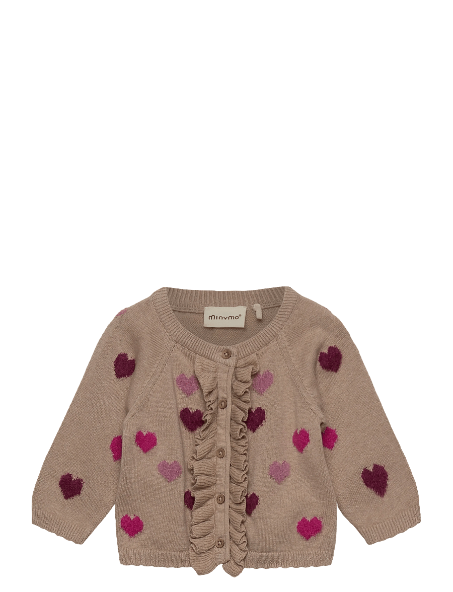 Minymo - Cardigan Knit - koftor - beige melange - 0