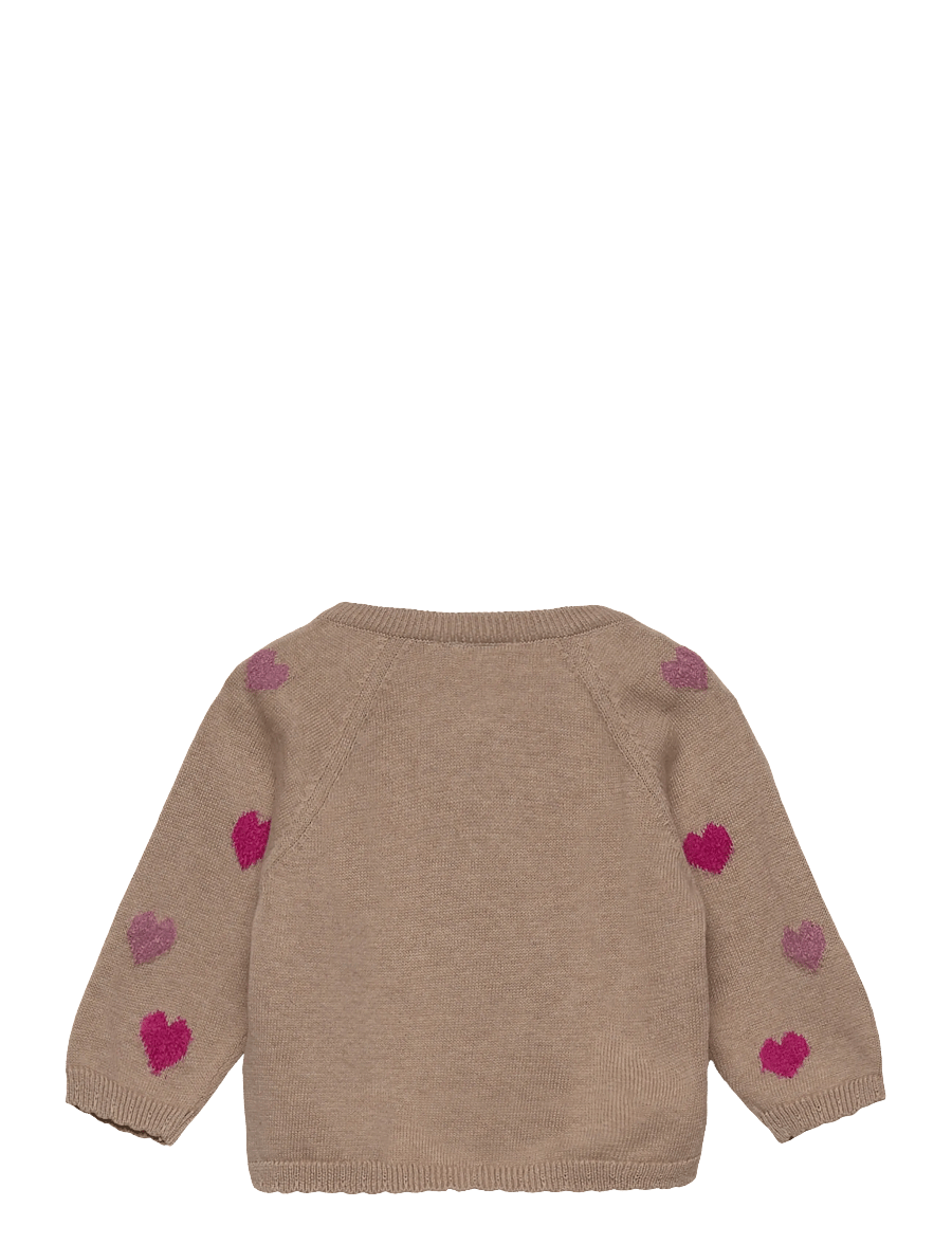 Minymo - Cardigan Knit - koftor - beige melange - 1
