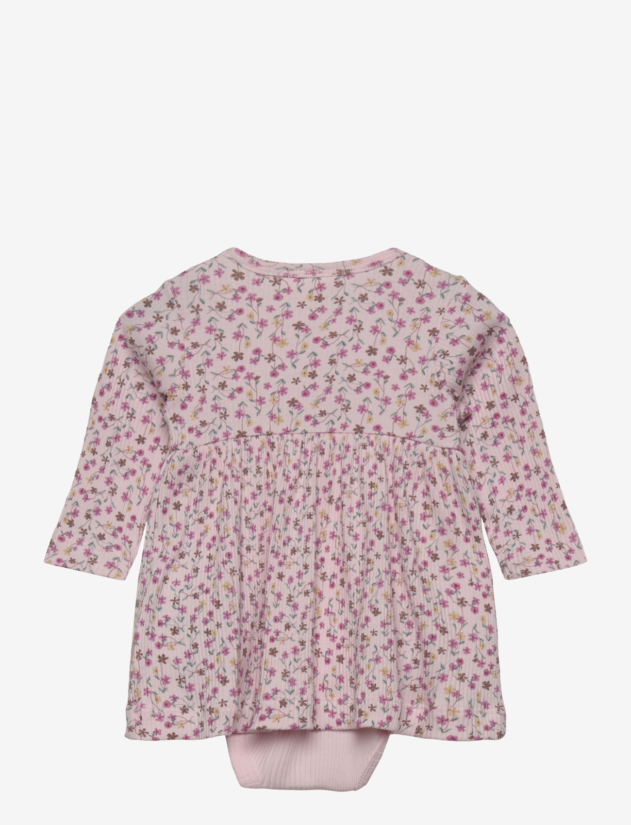 Minymo - Dress LS AOP Rib - långärmade babyklänningar - tender touch - 1