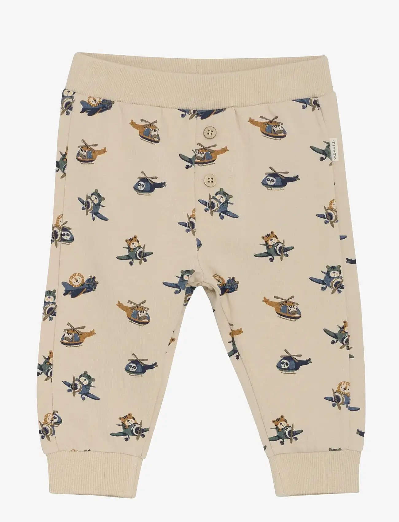 Minymo - Pants AOP Sweat - mjukisbyxor - oxford tan - 0