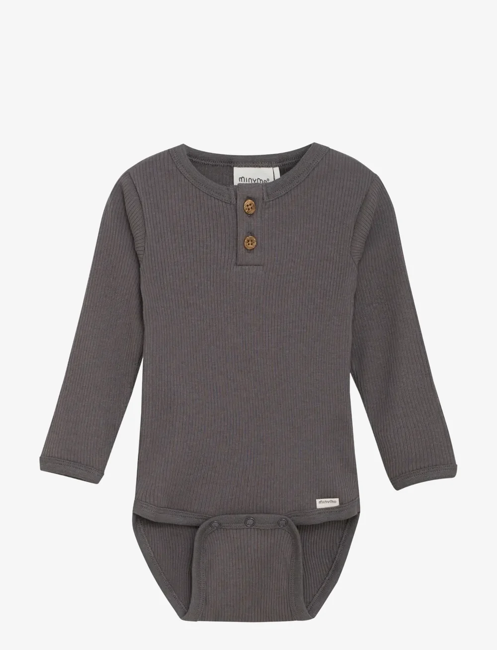 Minymo - Body LS Rib - langärmelig - dark gull grey - 0