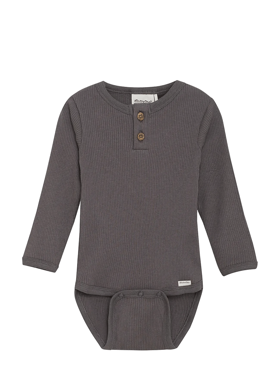 Minymo - Body LS Rib - długie rękawy - dark gull grey - 0