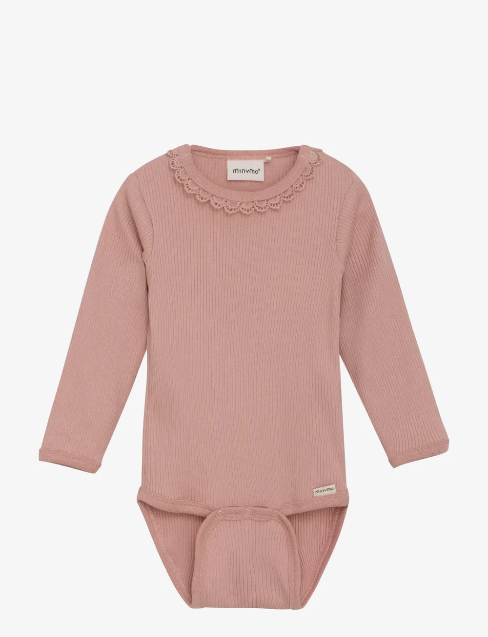 Minymo - Body LS Rib - långärmade - misty rose - 1