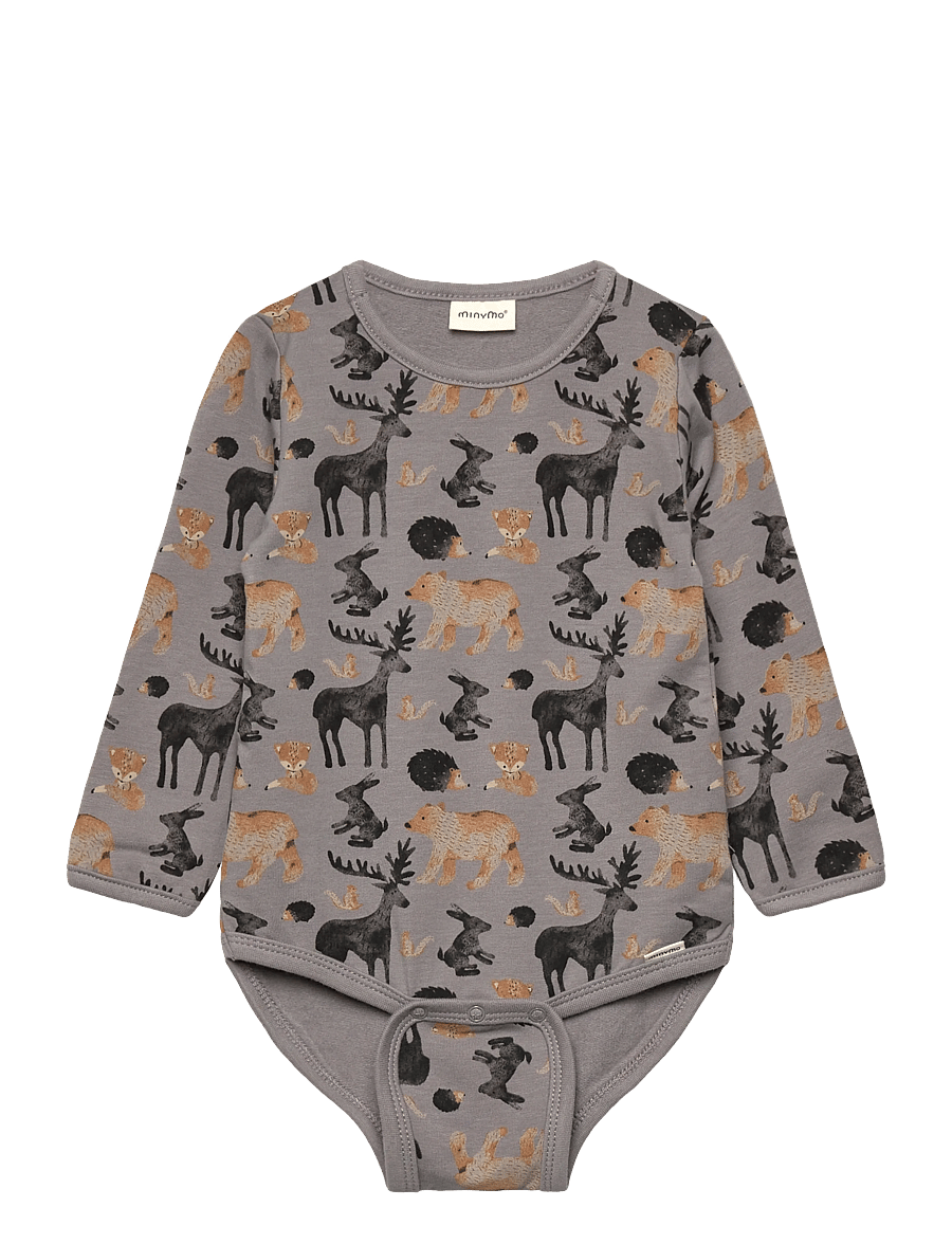 Minymo - Body LS AOP Sweat - langærmede bodyer - cloudburst - 0