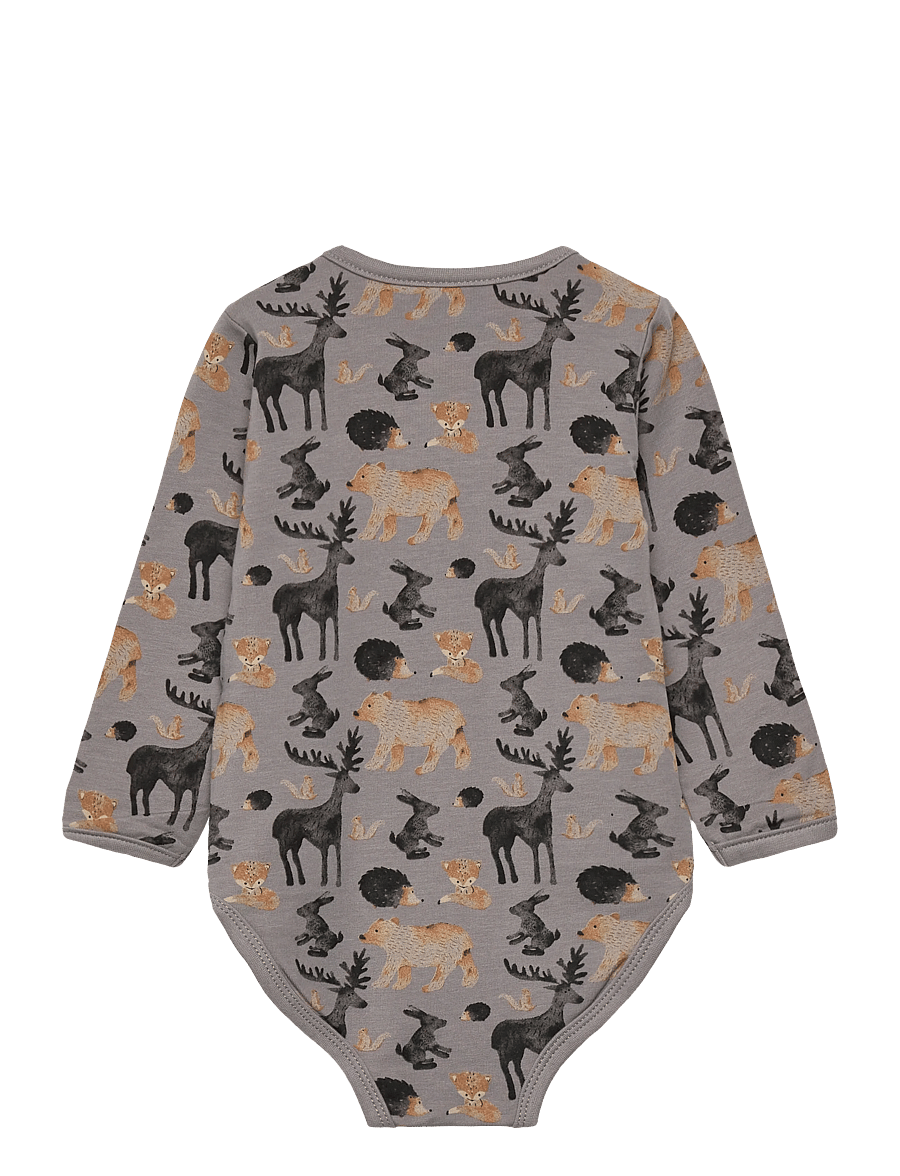 Minymo - Body LS AOP Sweat - langærmede bodyer - cloudburst - 1