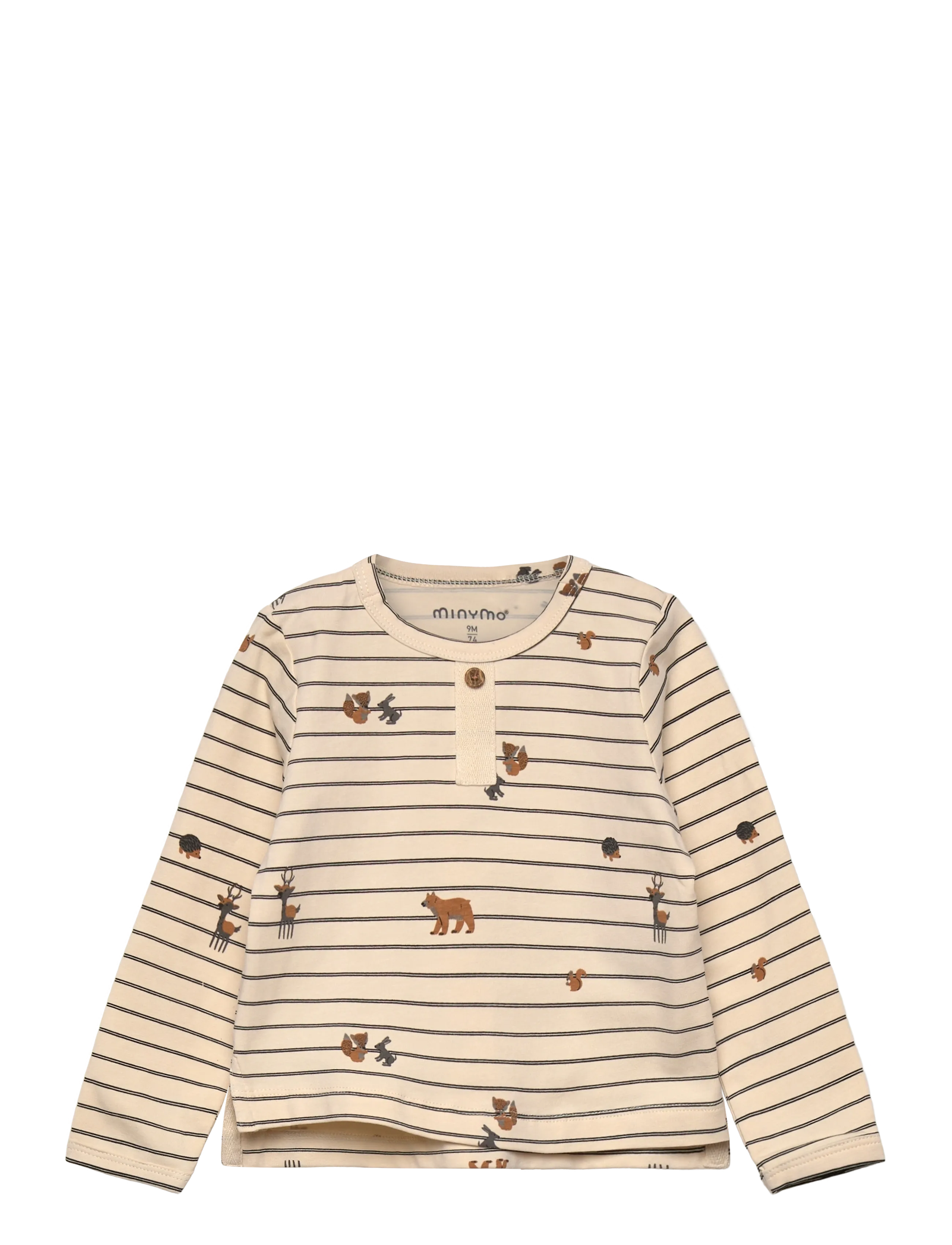 Minymo T-shirt LS AOP - Overdele - SANDSHELL / cream