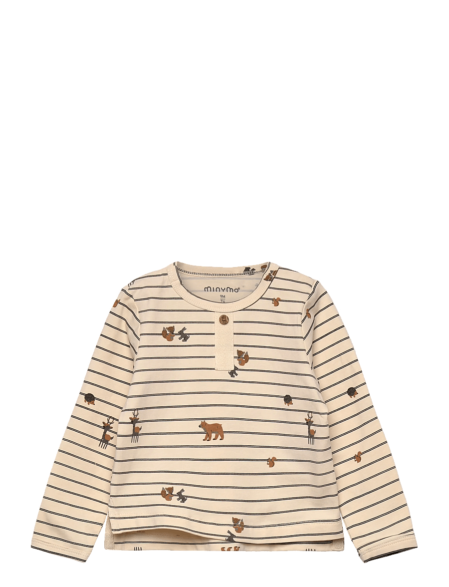 Minymo - T-shirt LS AOP - pikkade varrukatega t-särgid - sandshell - 0