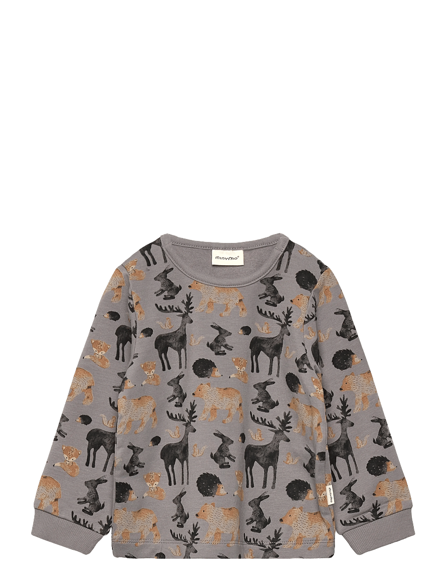Minymo - T-shirt LS AOP Sweat - lange mouwen - cloudburst - 0