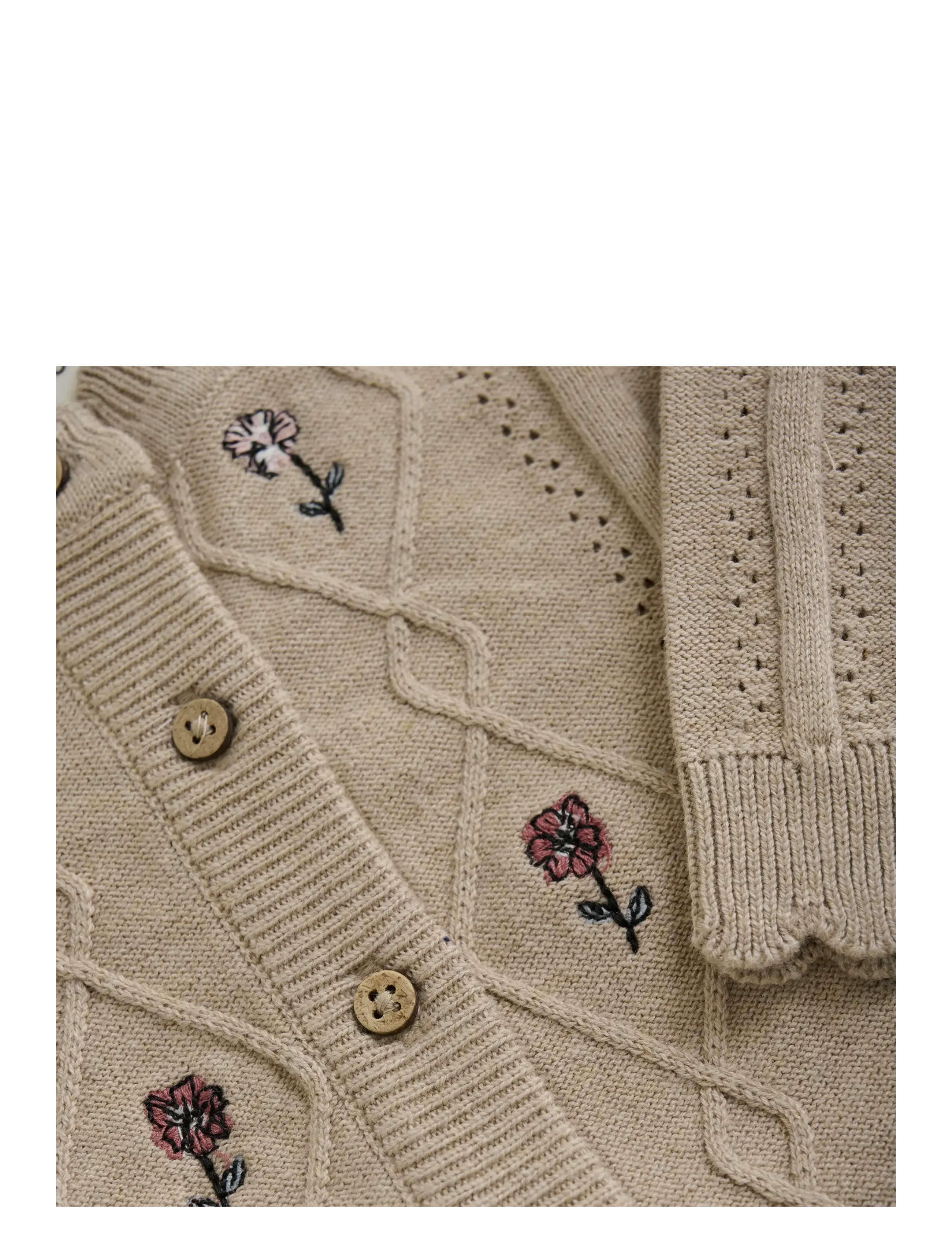 Minymo - Cardigan Knit - kardiganid - beige melange - 2