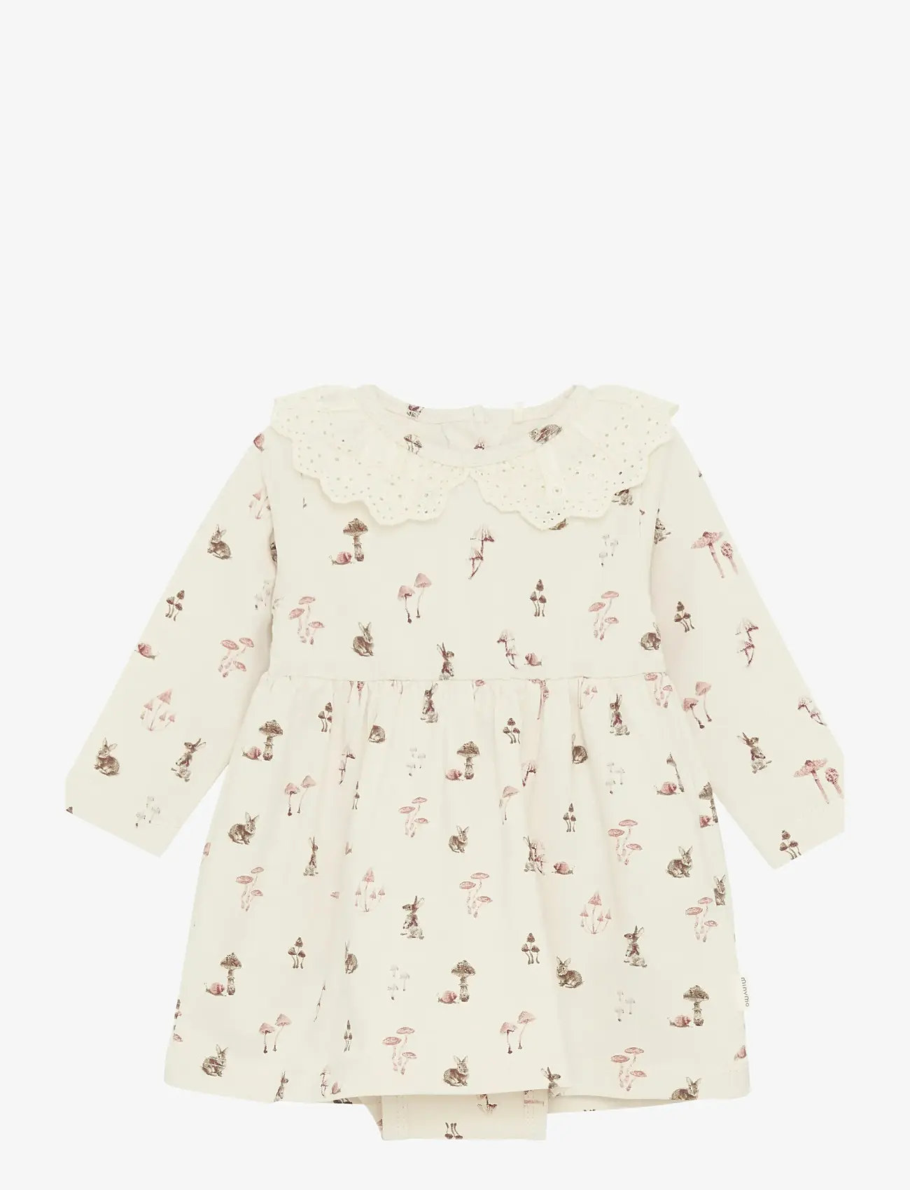 Minymo - Dress LS AOP - langärmelige babykleider - sandshell - 1