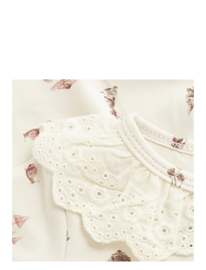 Minymo - Dress LS AOP - long-sleeved baby dresses - sandshell - 3