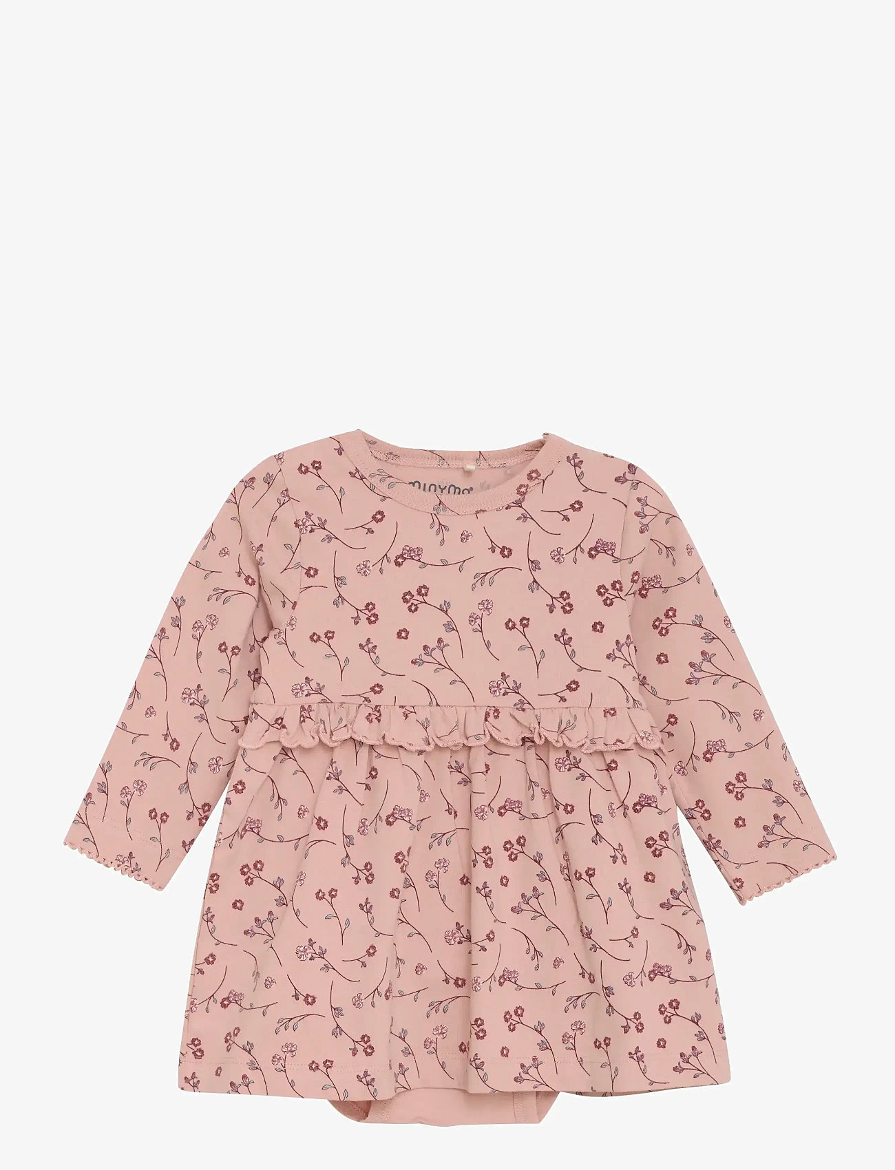 Minymo - Dress LS AOP - long-sleeved baby dresses - misty rose - 1