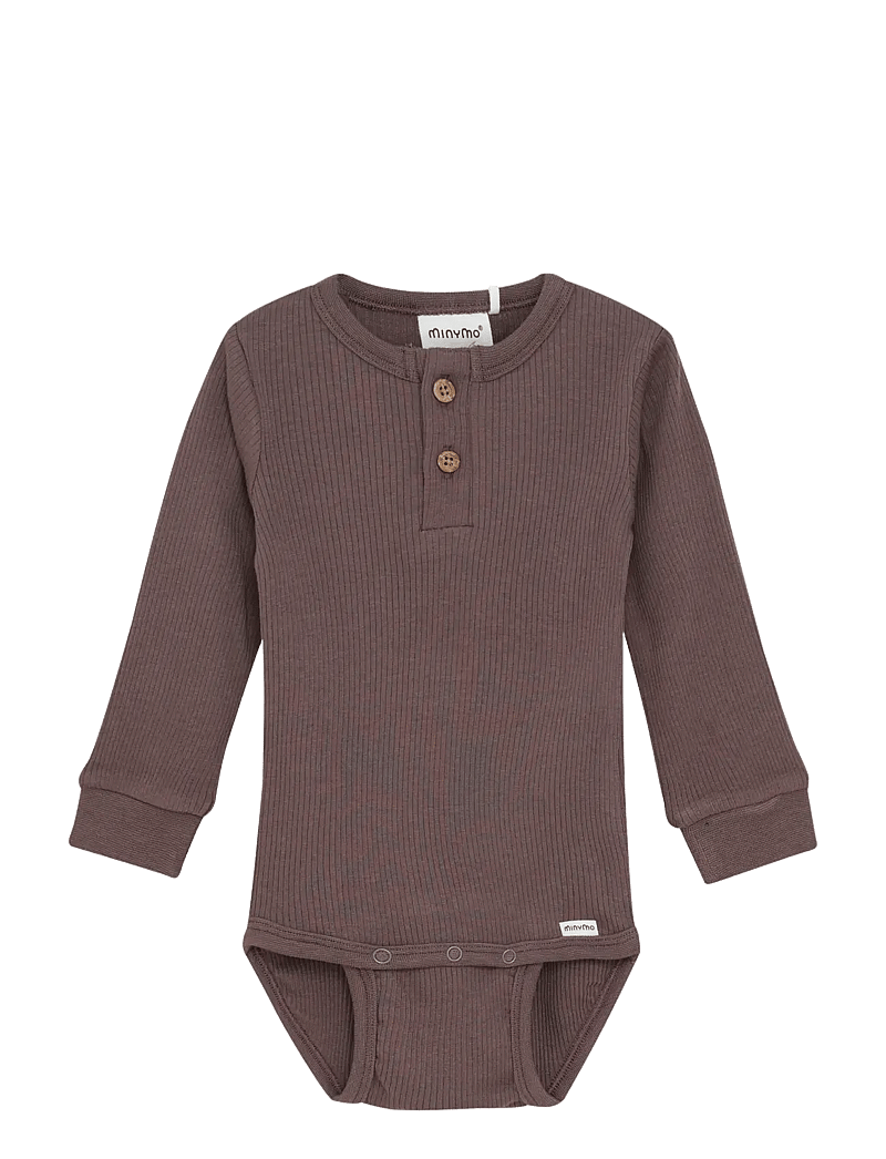 Minymo - Body LS Rib - long-sleeved - chocolate chip - 1