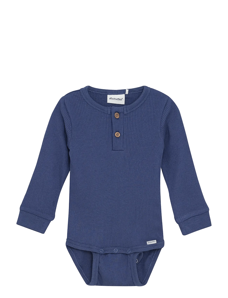 Minymo - Body LS Rib - lange mouwen - vintage indigo - 1