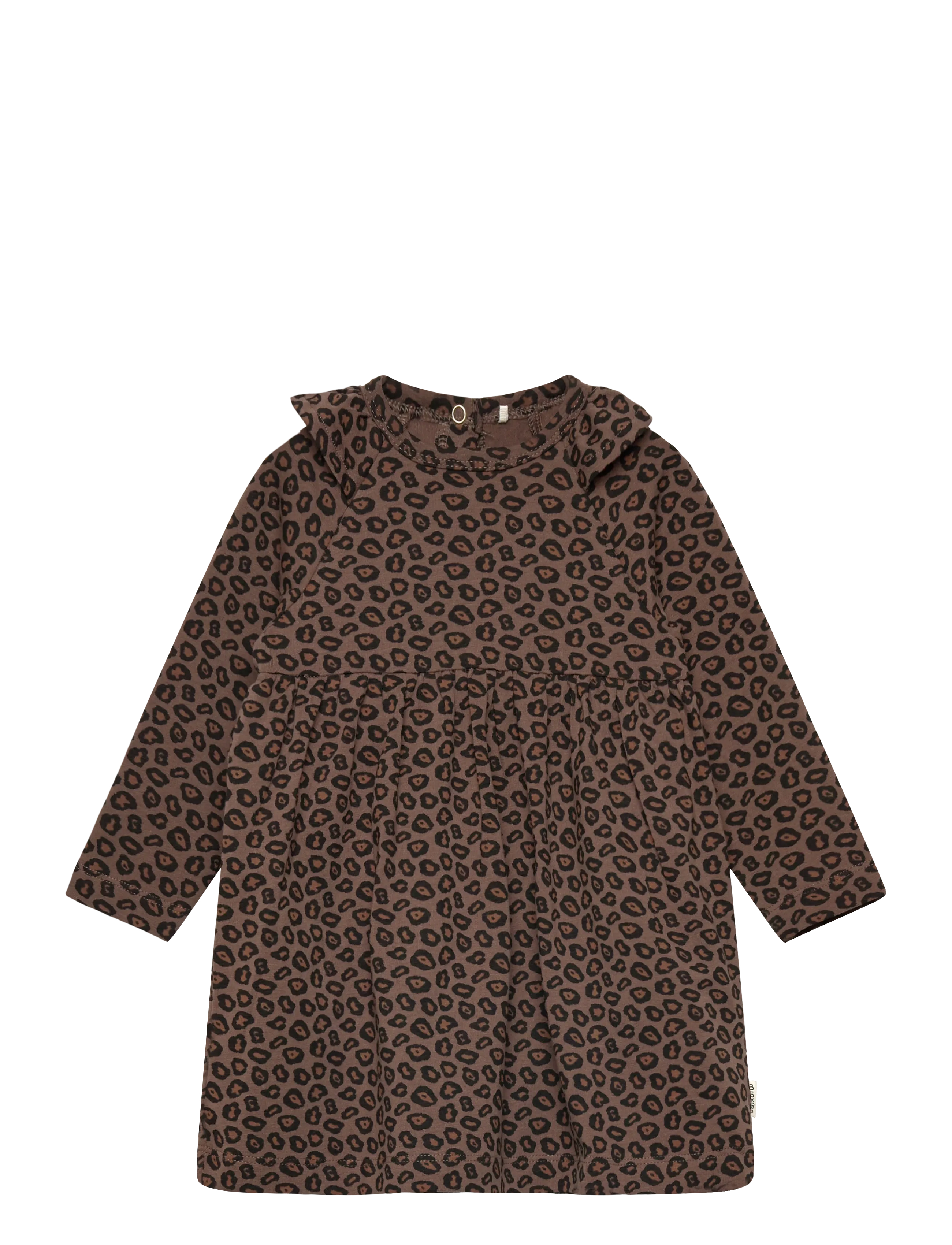 Minymo Dress Ls Aop, Børn, Langærmet Leopard Print Kjole, Brun, Str: 62