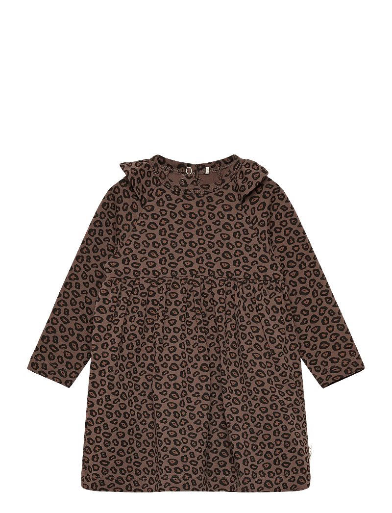 Minymo - Dress LS AOP - langærmede babykjoler - chocolate chip - 0