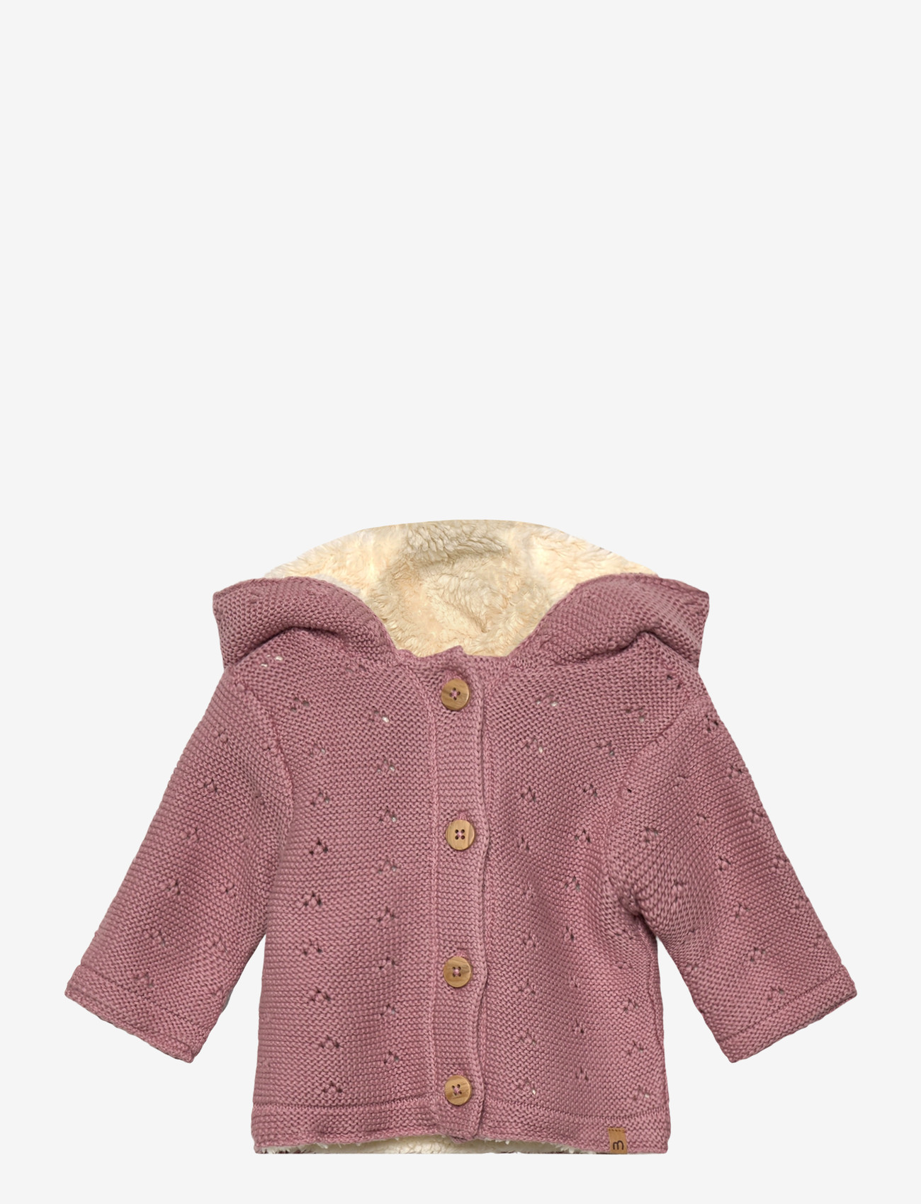 Minymo - Jacket Knit w. Teddy Lining - winter jackets - woodrose - 0