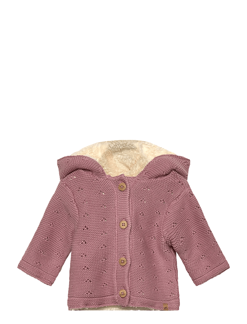 Minymo - Jacket Knit w. Teddy Lining - dunjakker - woodrose - 0