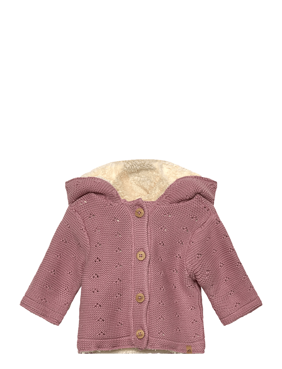 Minymo - Jacket Knit w. Teddy Lining - daunen- und steppjacken - woodrose - 0