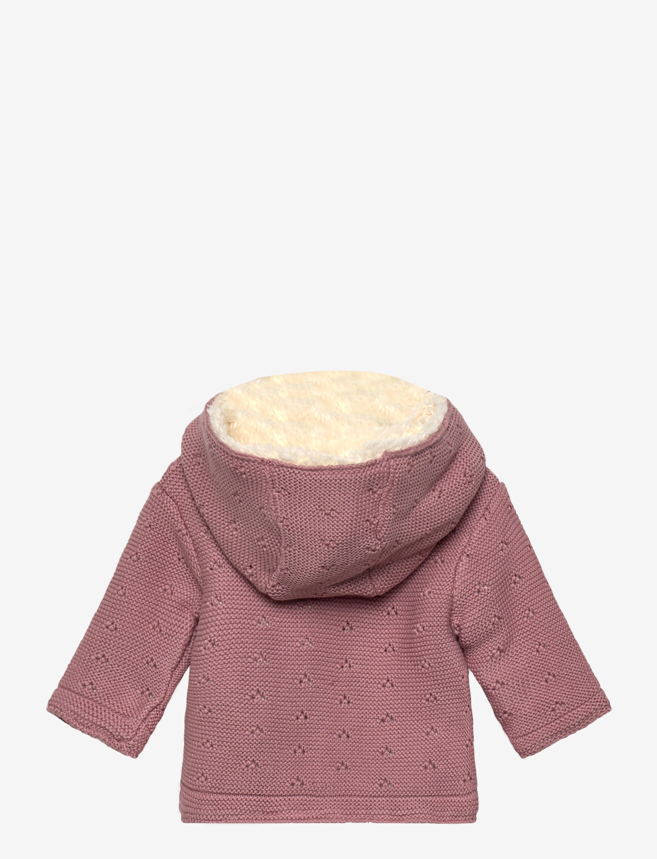 Minymo - Jacket Knit w. Teddy Lining - winter jackets - woodrose - 1