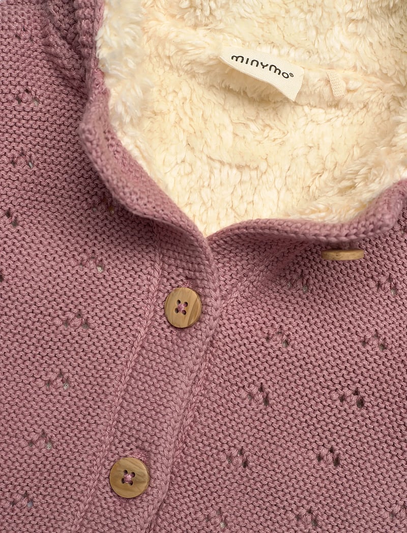 Minymo - Jacket Knit w. Teddy Lining - dunjakker - woodrose - 2