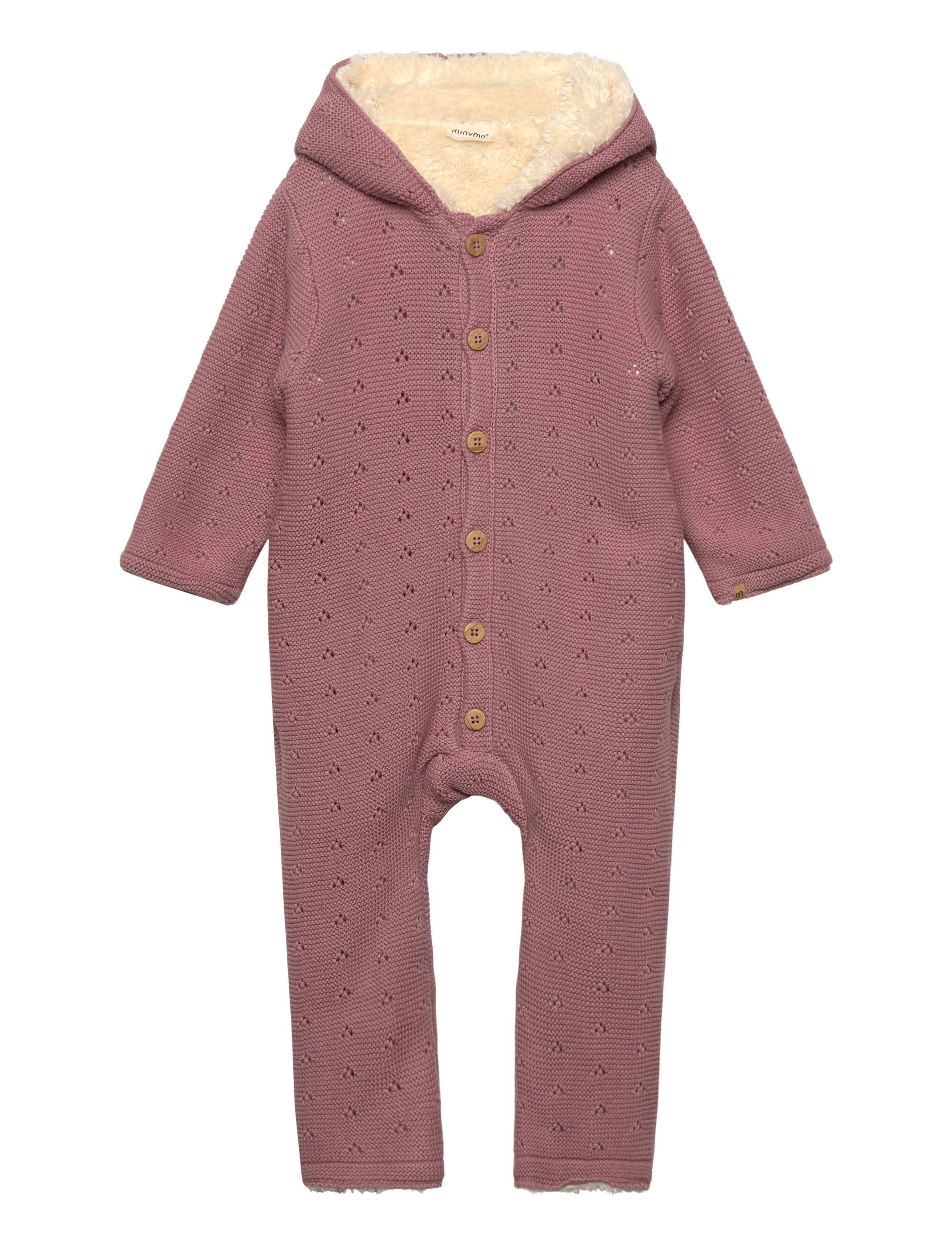 Minymo Suit Knit W. Teddy Lining, 80, Pink, Yderbeklædning I Fleece > Overalls I Fleece, Børn