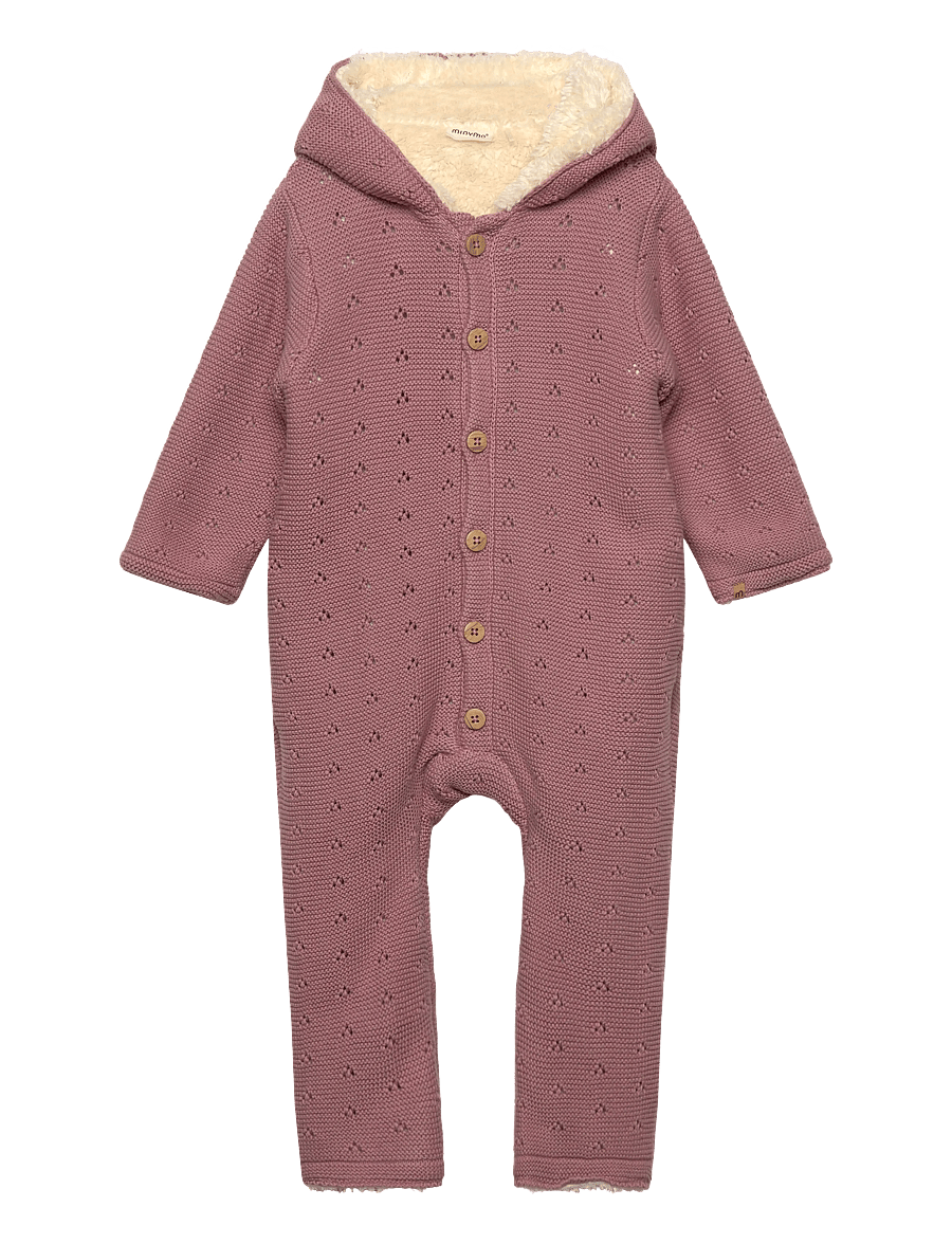 Minymo - Suit Knit w. Teddy Lining - fliiskombinesoonid - woodrose - 0