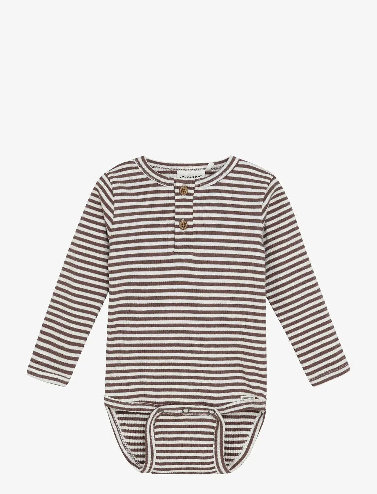 Minymo - Body LS Y/D Rib - langærmede heldragter - chocolate chip - 1