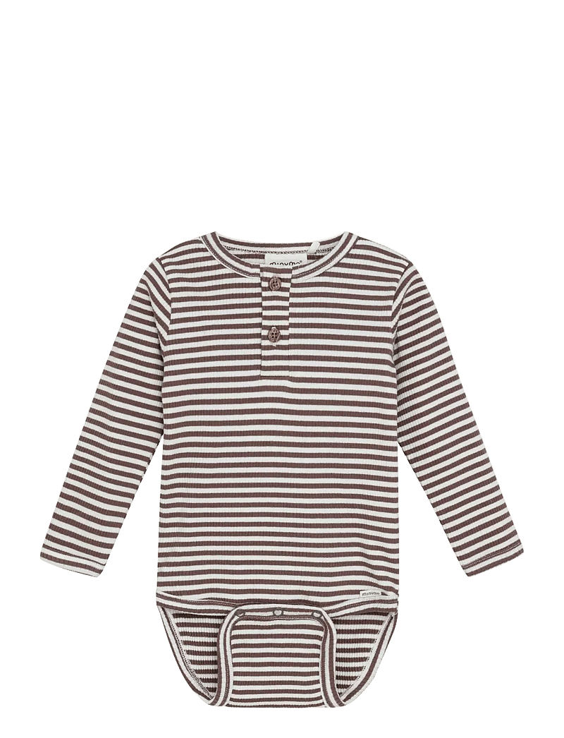 Minymo - Body LS Y/D Rib - langærmede heldragter - chocolate chip - 1