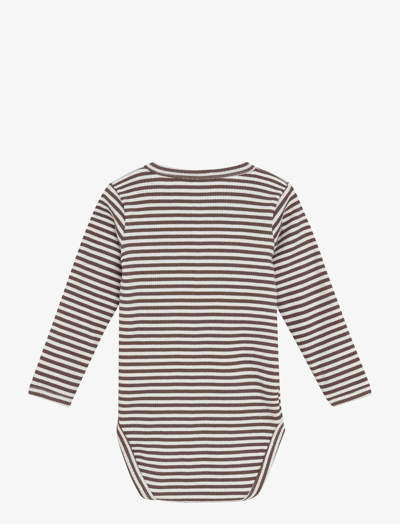 Minymo - Body LS Y/D Rib - langærmede heldragter - chocolate chip - 2