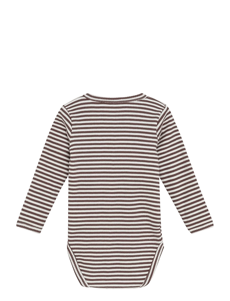 Minymo - Body LS Y/D Rib - langærmede heldragter - chocolate chip - 2