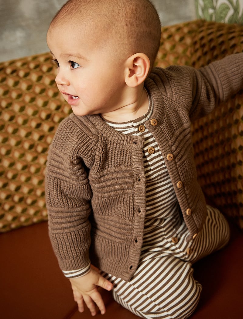 Minymo - Body LS Y/D Rib - langærmede heldragter - chocolate chip - 0