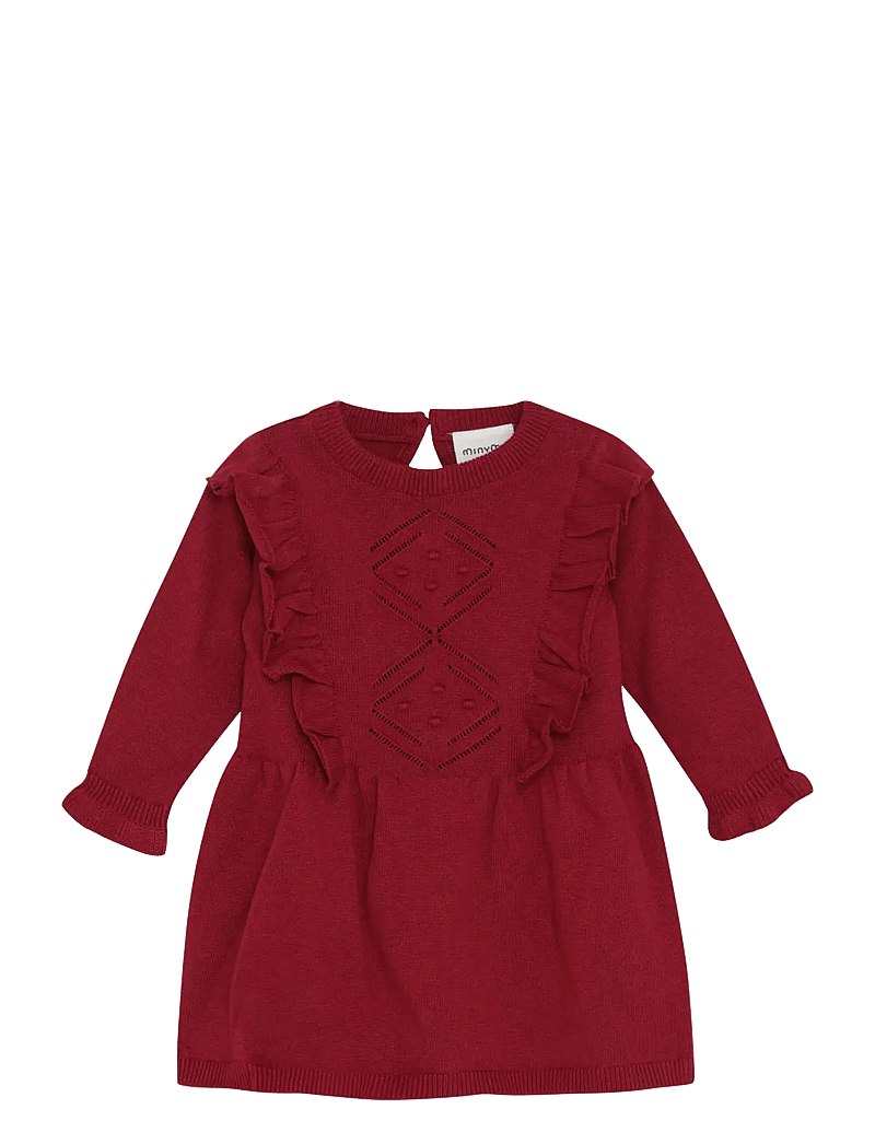 Minymo - Dress Knit - langärmelige babykleider - rio red - 0