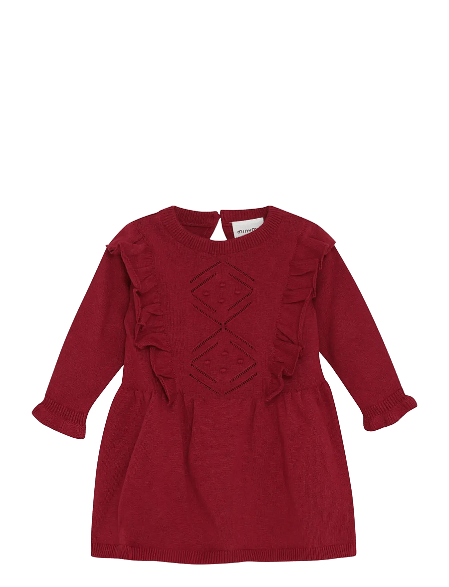 Minymo - Dress Knit - langärmelige babykleider - rio red - 0