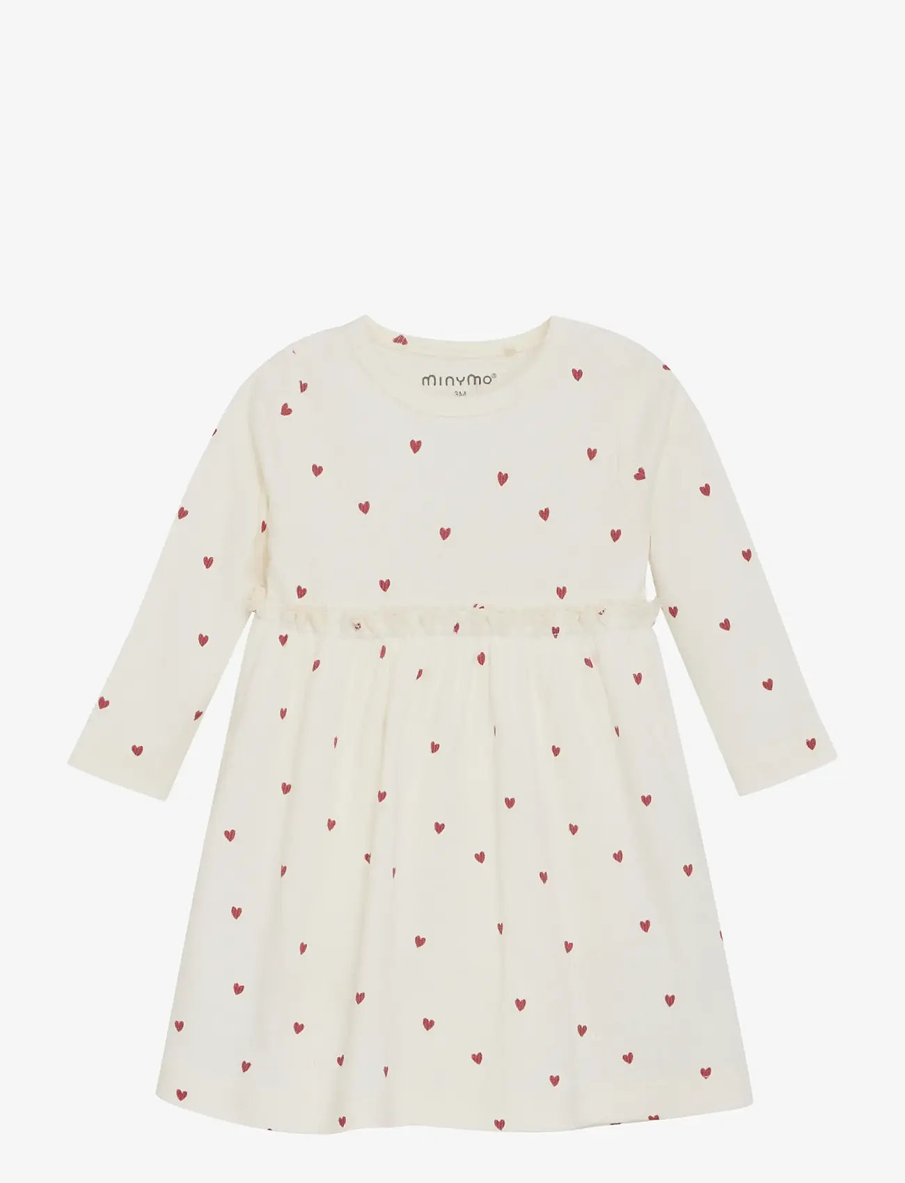 Minymo - Dress LS AOP Rib - langärmelige babykleider - eggnog - 0