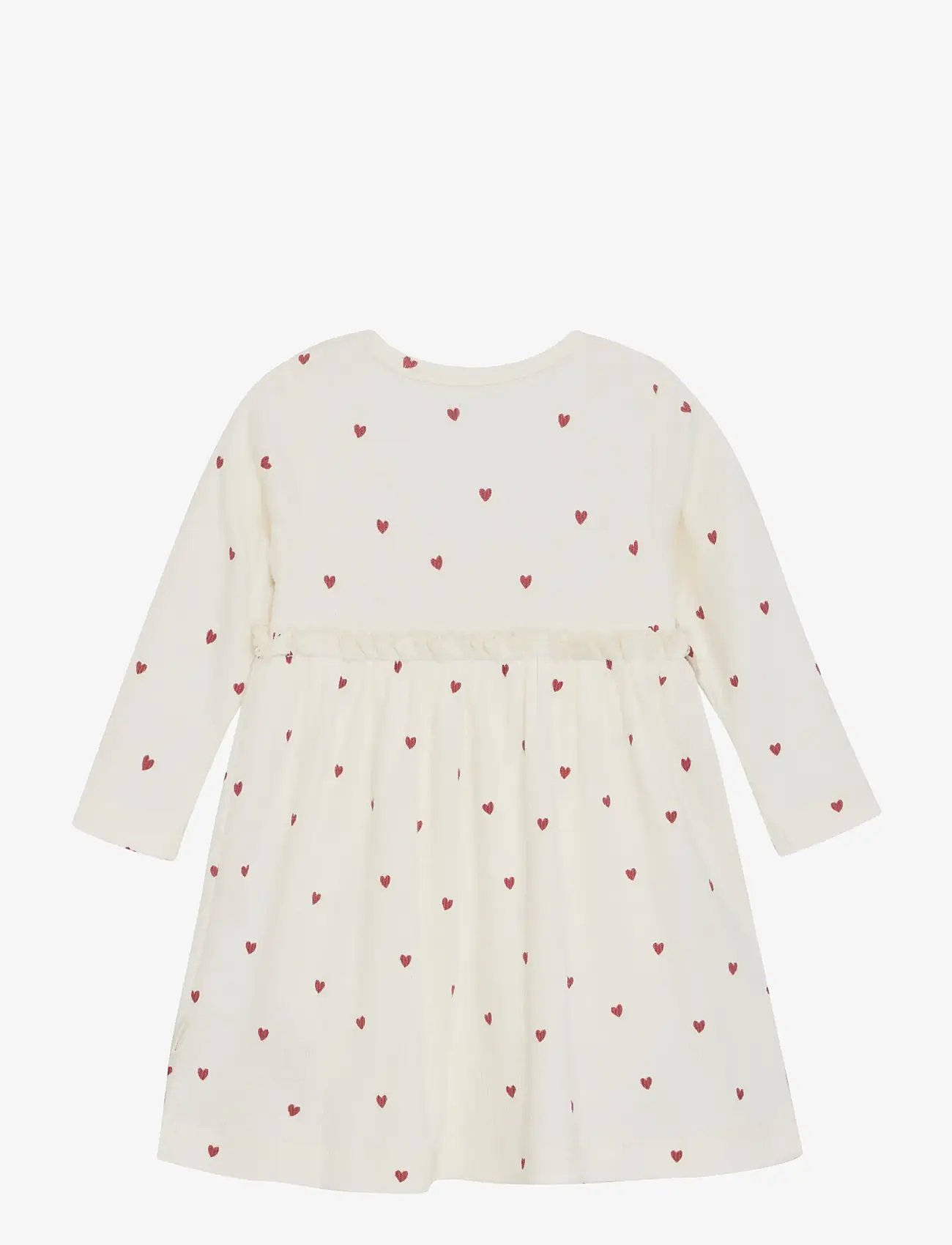 Minymo - Dress LS AOP Rib - langärmelige babykleider - eggnog - 1