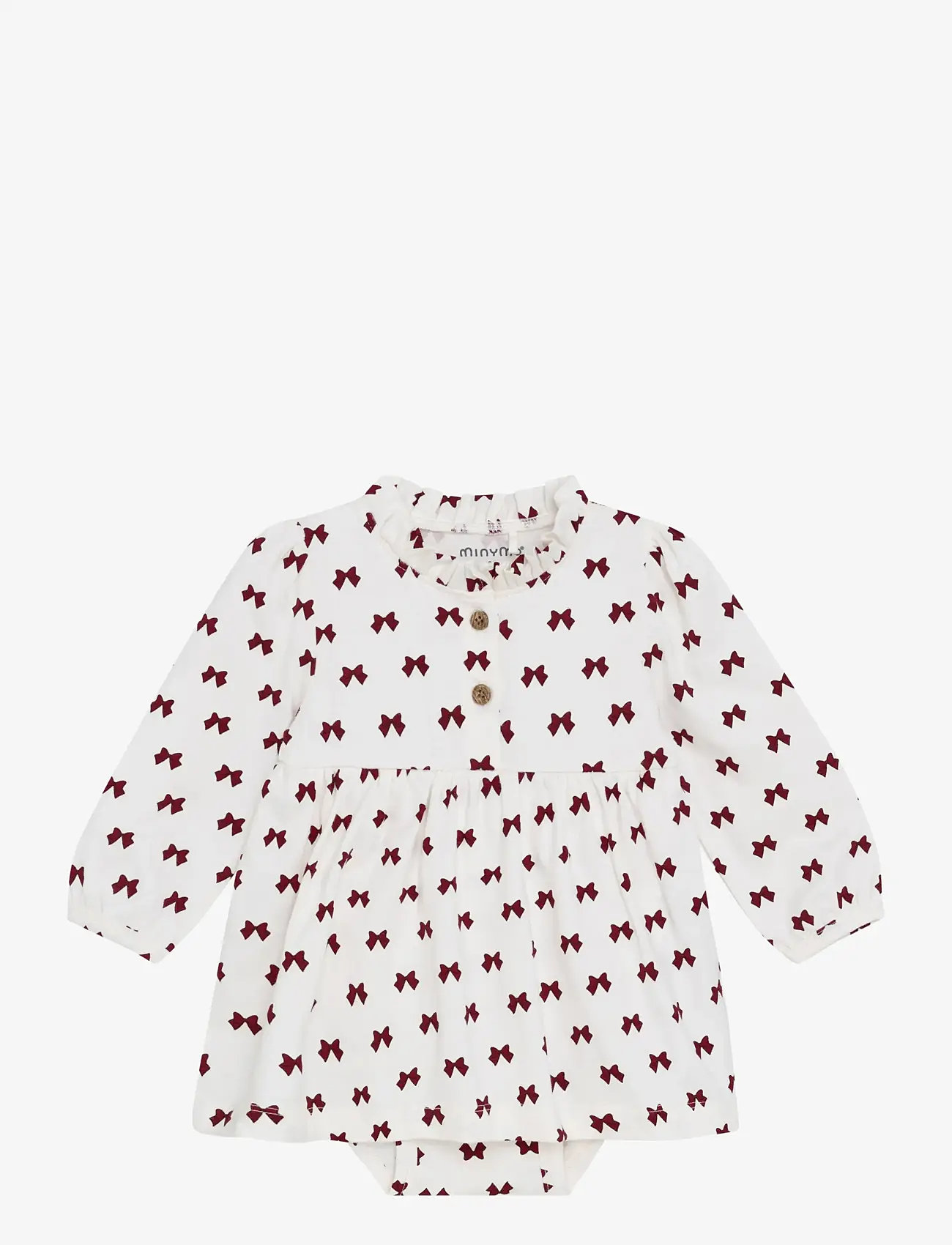 Minymo - Dress LS AOP - langärmelige babykleider - eggnog - 1