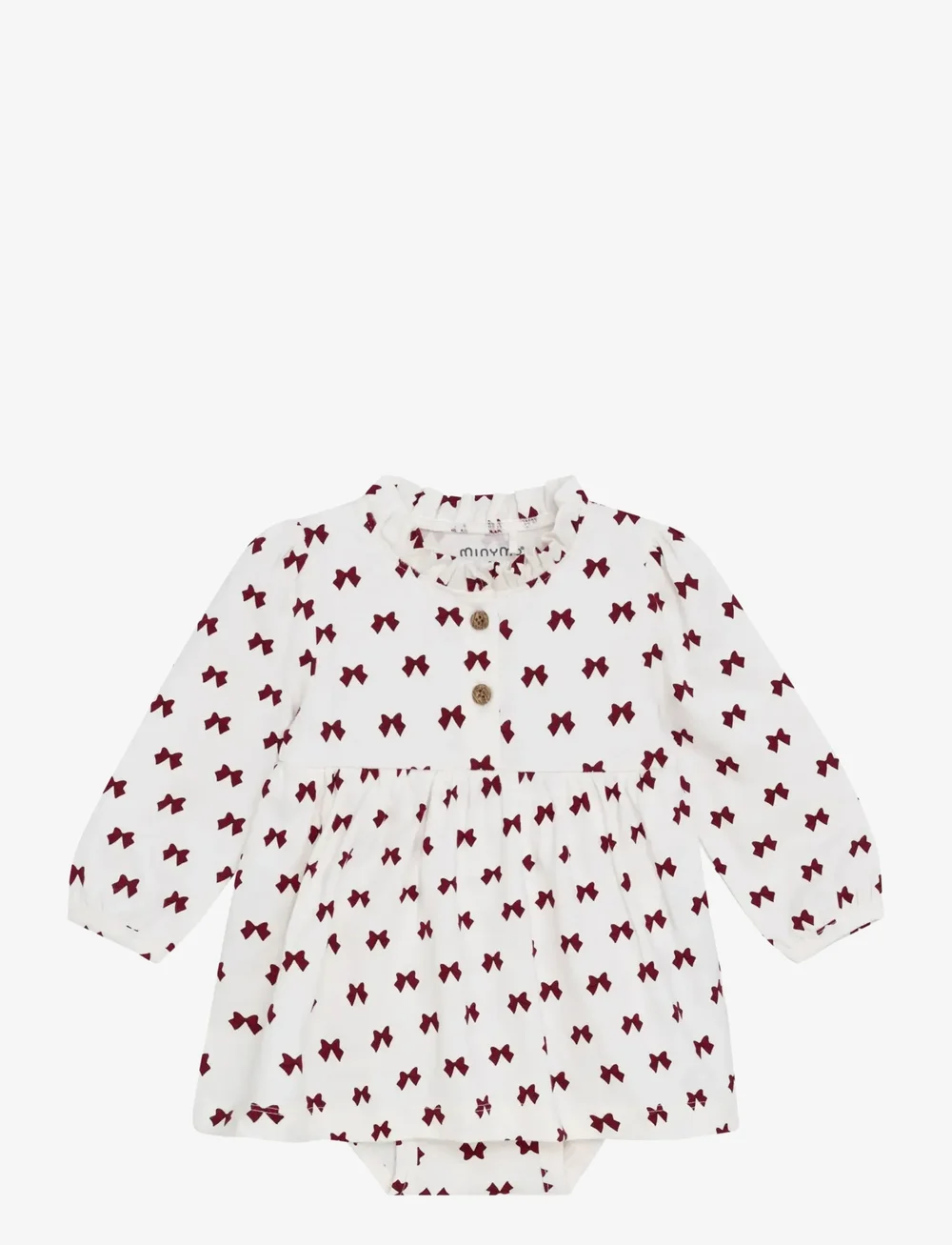 Minymo - Dress LS AOP - langærmede babykjoler - eggnog - 1