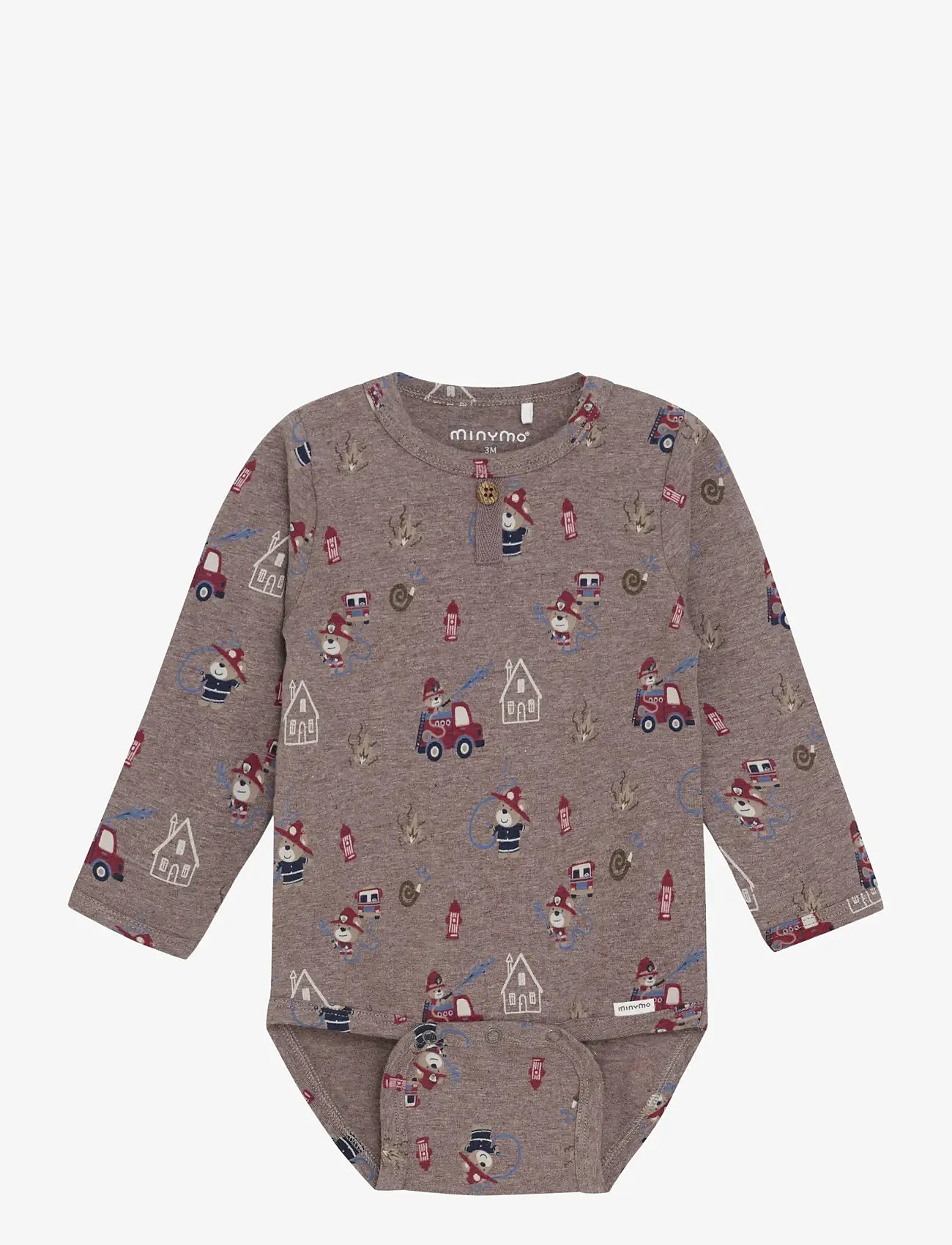 Minymo - Body LS AOP - gifts below 30€ - dark brown melange - 0
