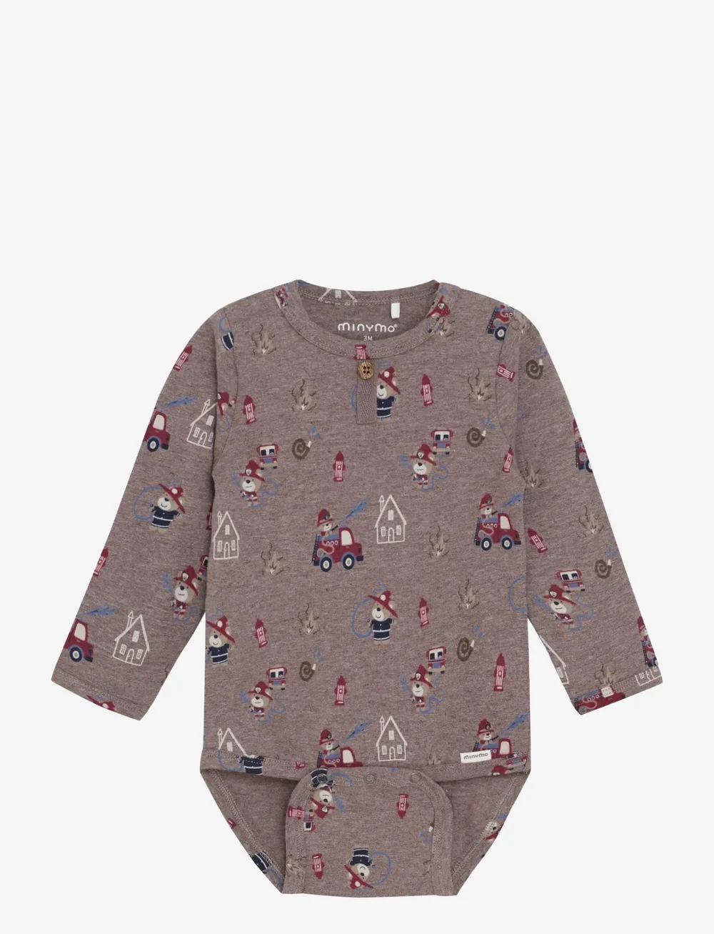 Minymo - Body LS AOP - langærmede heldragter - dark brown melange - 1