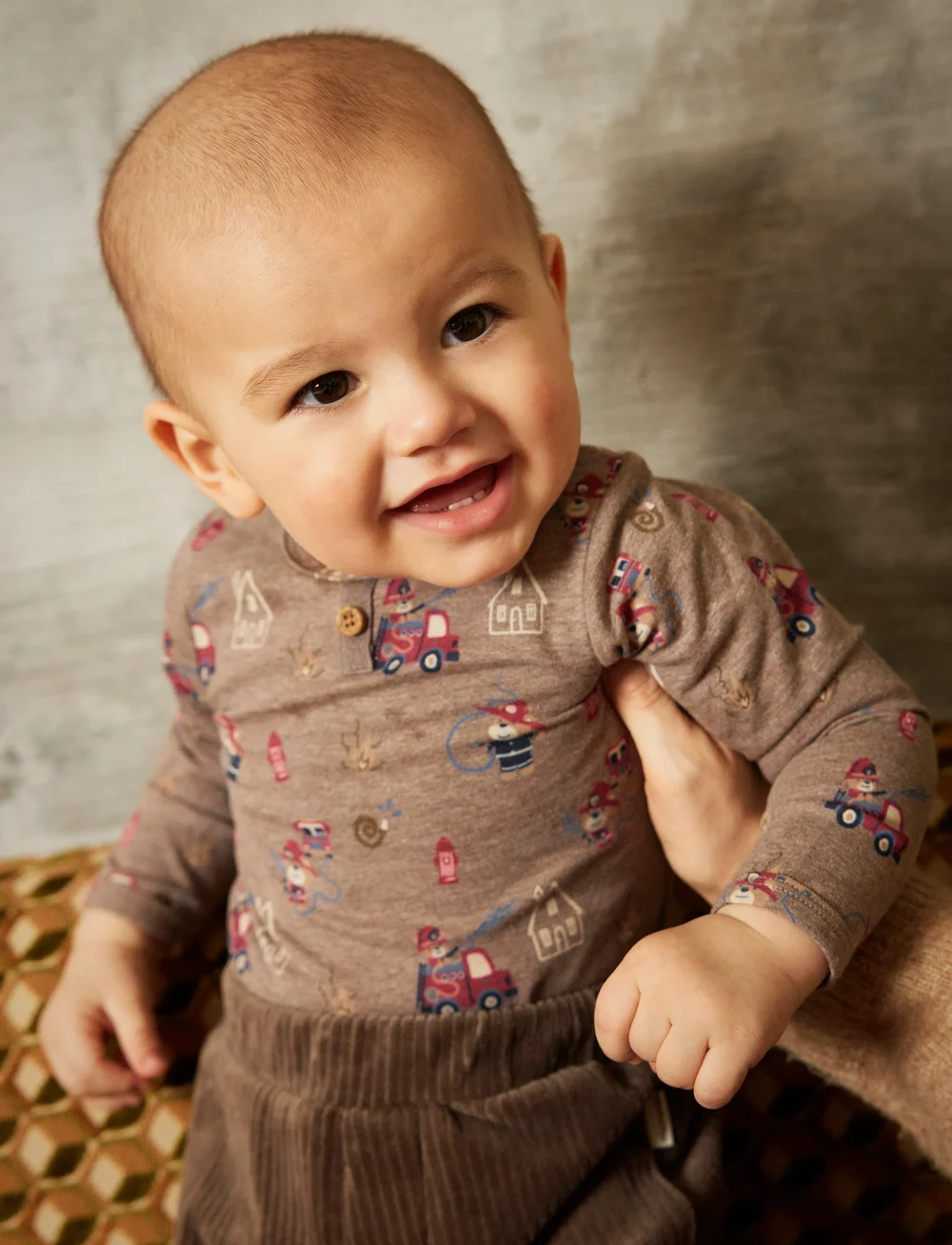 Minymo - Body LS AOP - langærmede heldragter - dark brown melange - 0