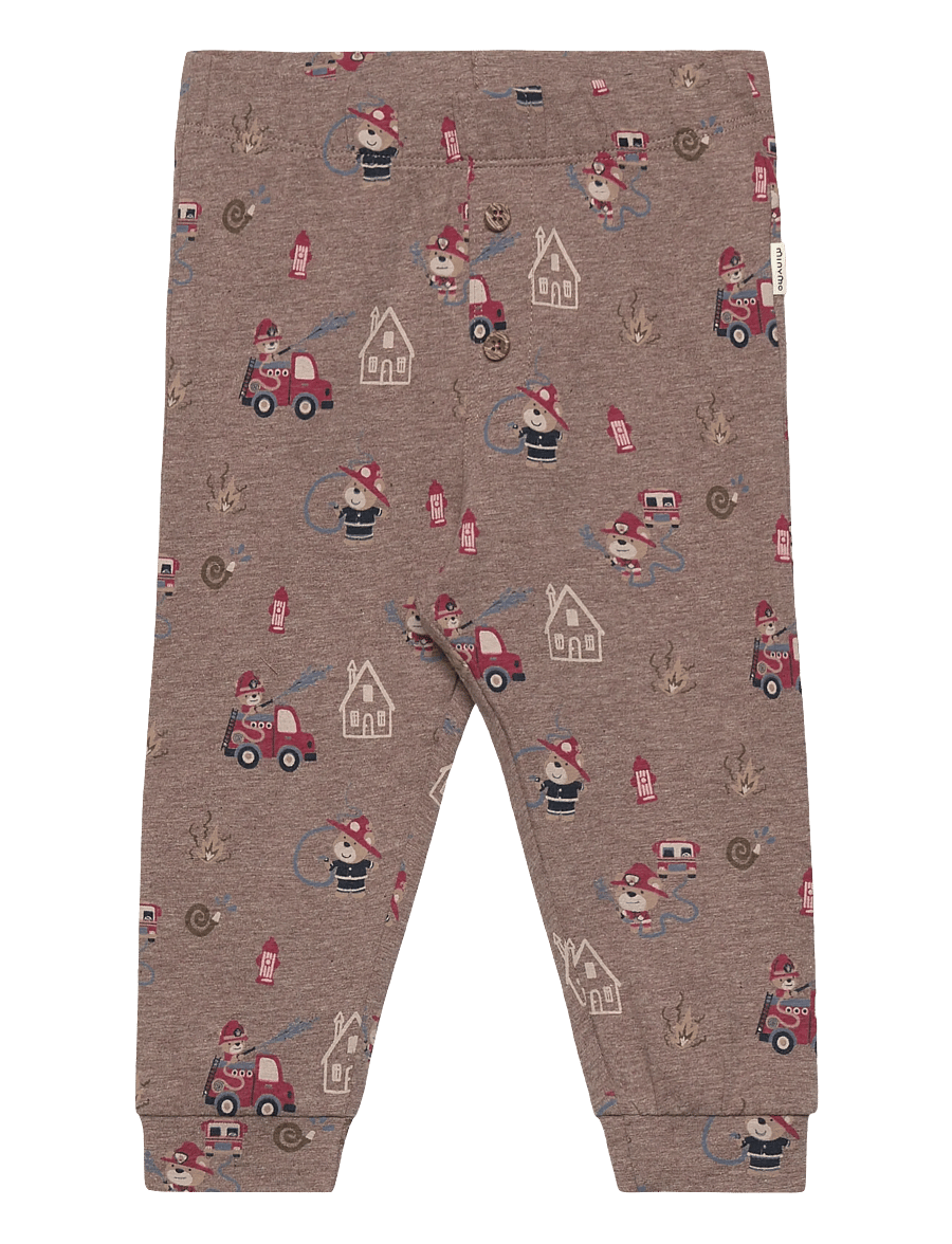 Minymo - Pants AOP - leggings - dark brown melange - 0