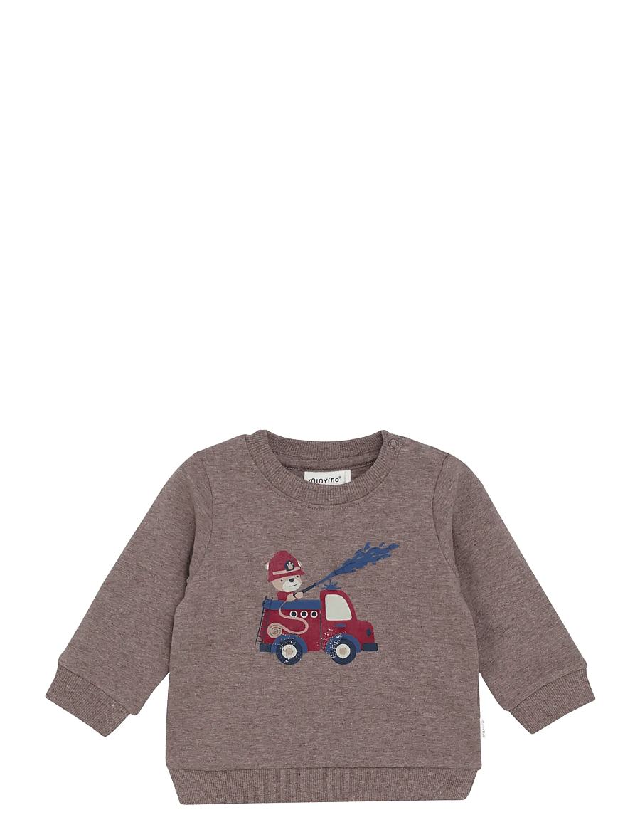 Minymo - Sweatshirt LS - sweatshirts - dark brown melange - 0