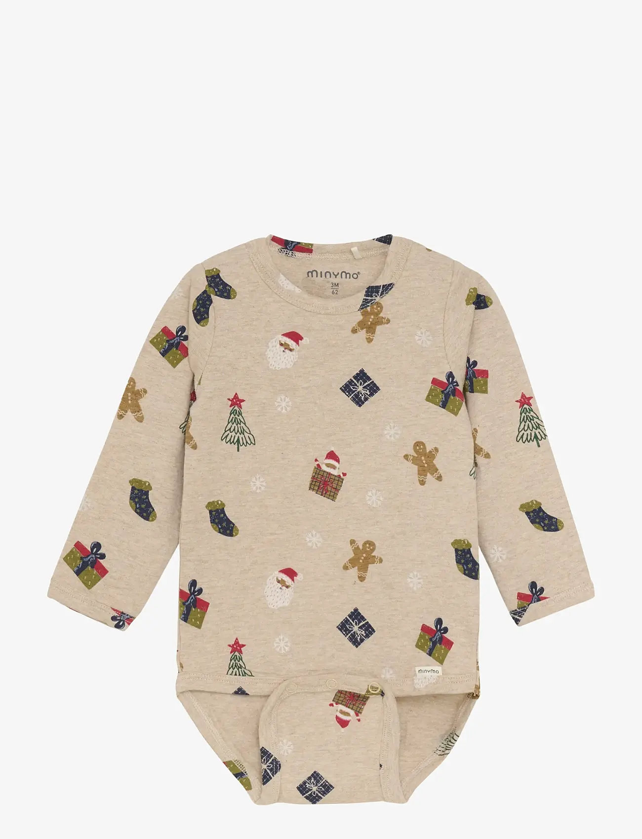 Minymo - Body LS AOP - julegaver under 300kr - beige melange - 0