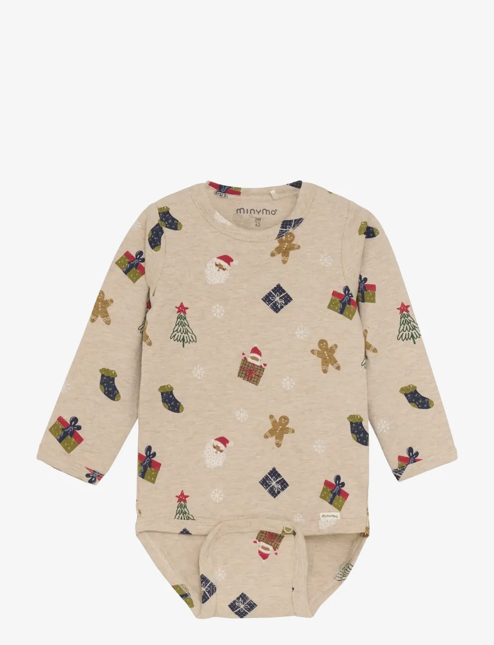 Minymo - Body LS AOP - langärmelig - beige melange - 0